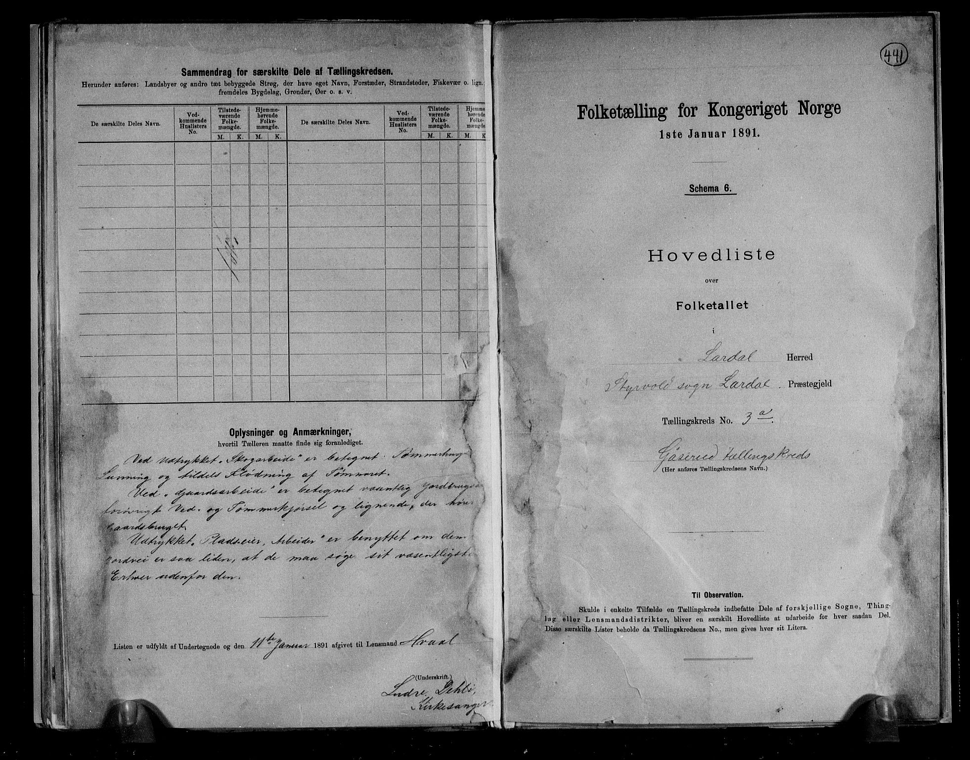 RA, 1891 census for 0728 Lardal, 1891, p. 10