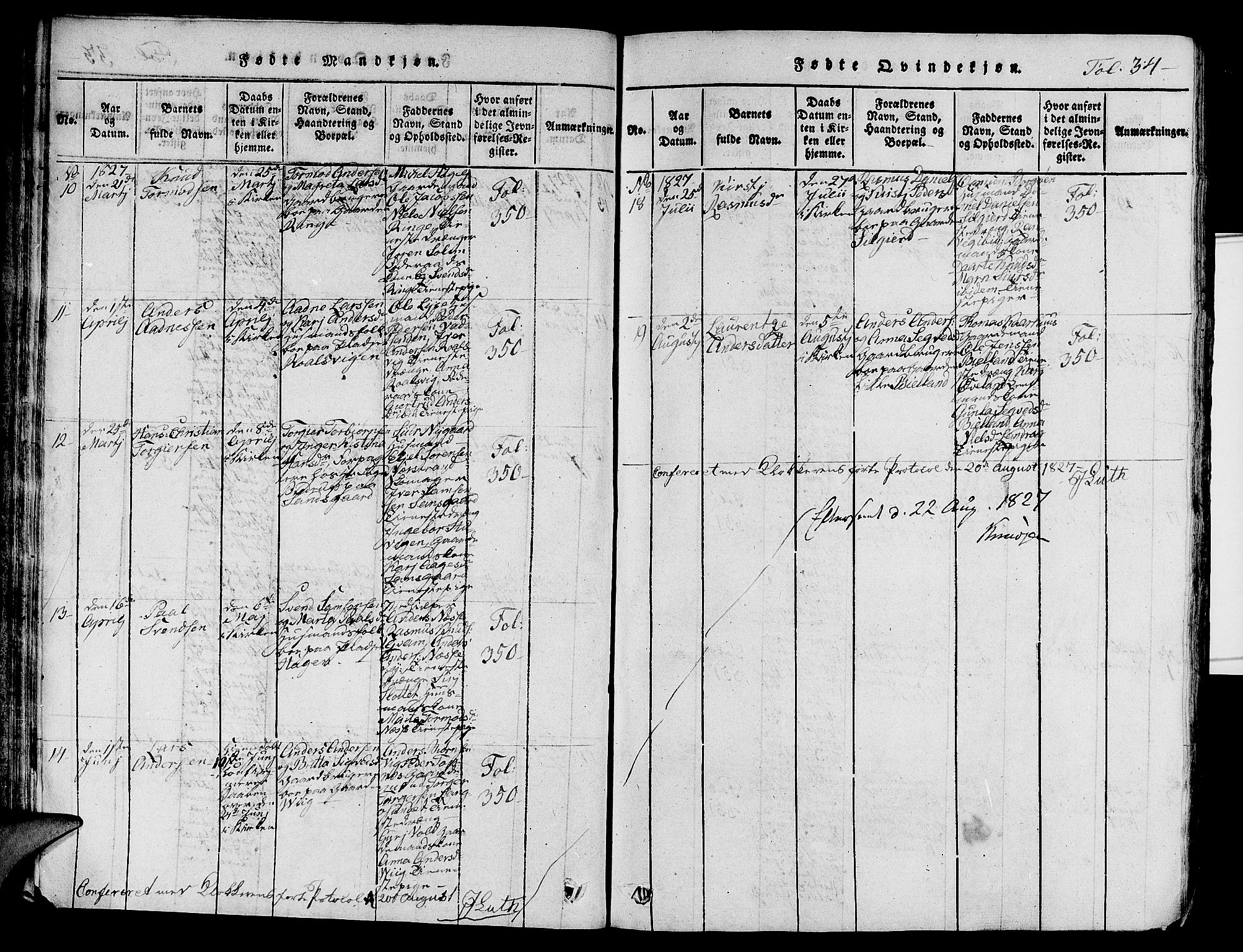 Nedstrand sokneprestkontor, AV/SAST-A-101841/01/V: Parish register (copy) no. B 1 /1, 1816-1847, p. 34