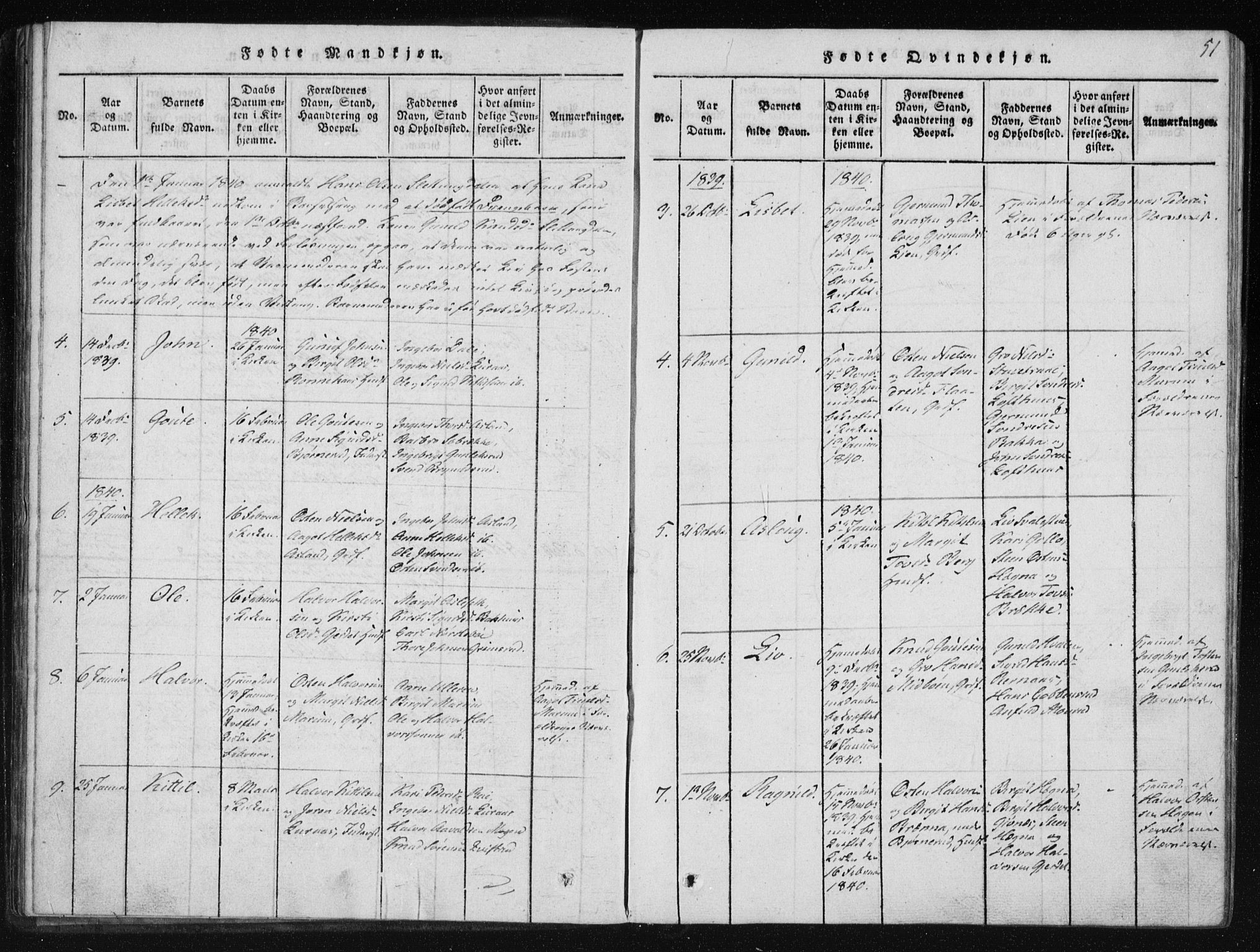 Tinn kirkebøker, SAKO/A-308/F/Fb/L0001: Parish register (official) no. II 1, 1815-1843, p. 51