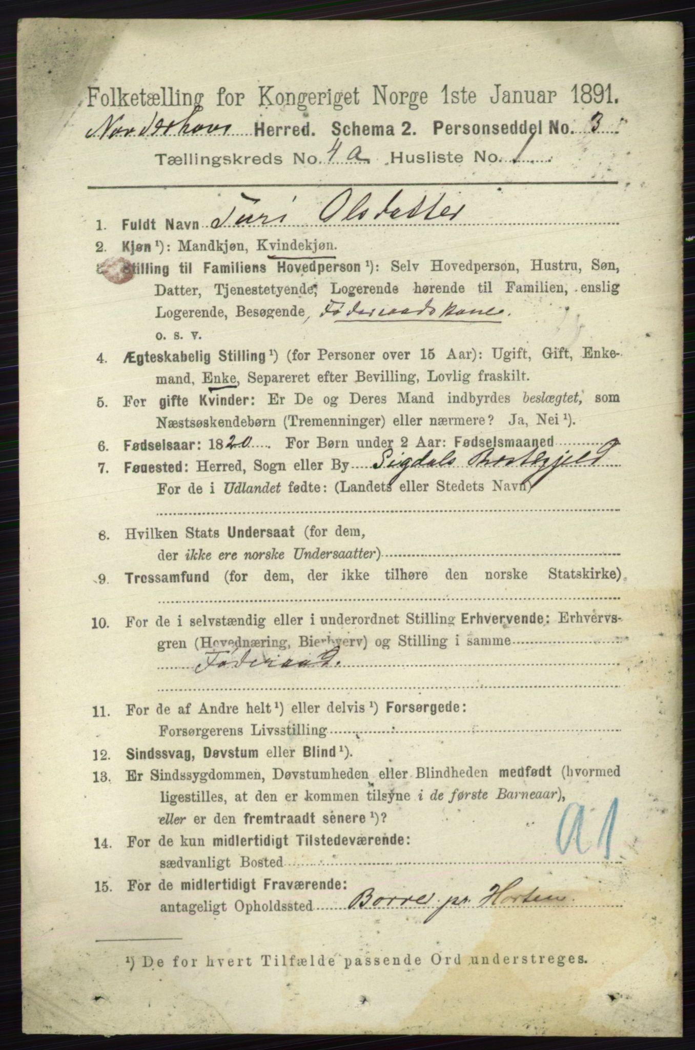 RA, 1891 census for 0613 Norderhov, 1891, p. 1717