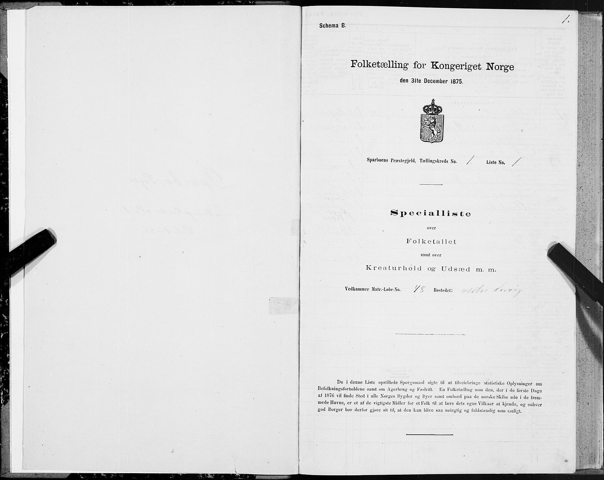 SAT, 1875 census for 1731P Sparbu, 1875, p. 1001