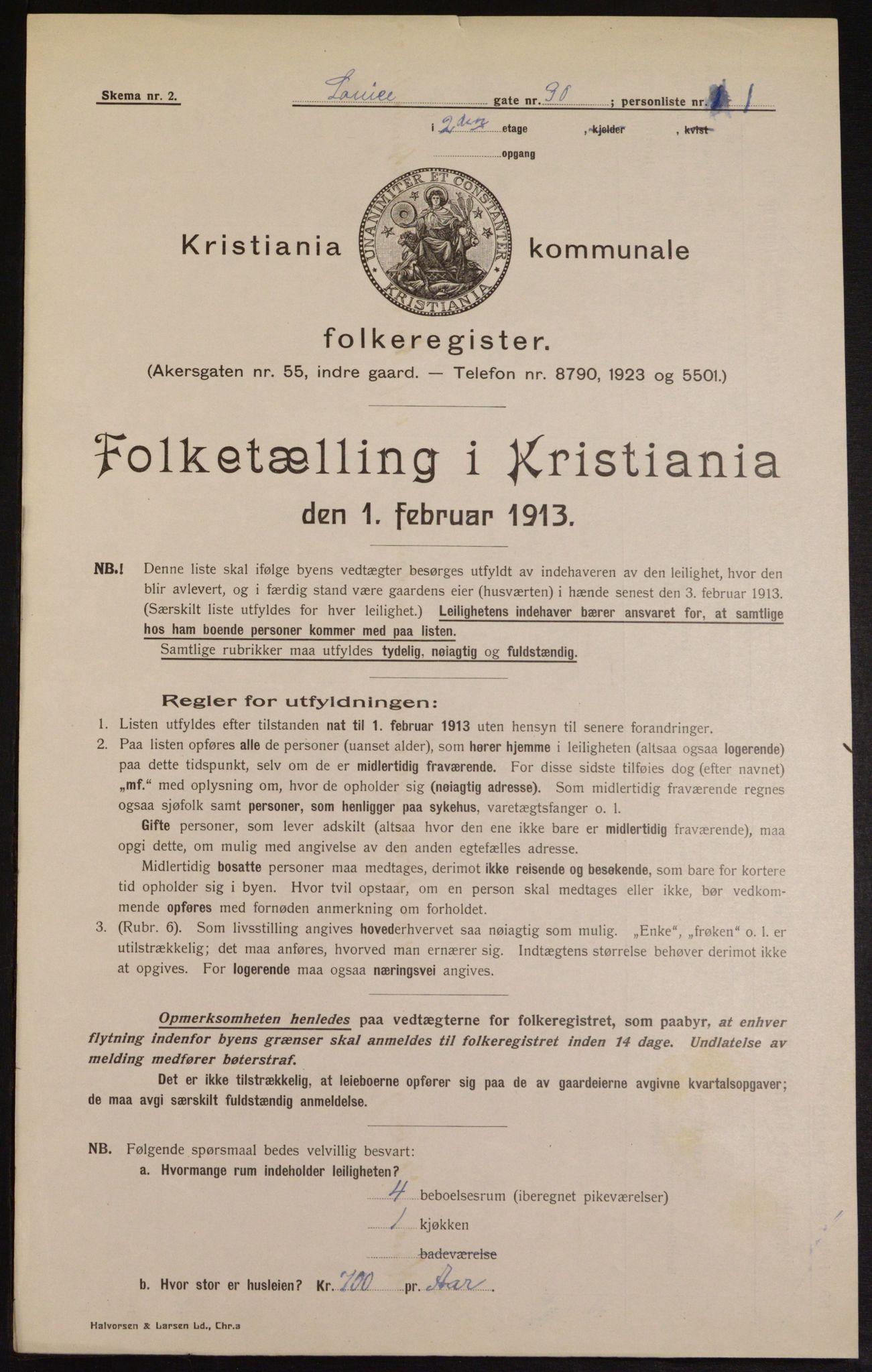 OBA, Municipal Census 1913 for Kristiania, 1913, p. 58210