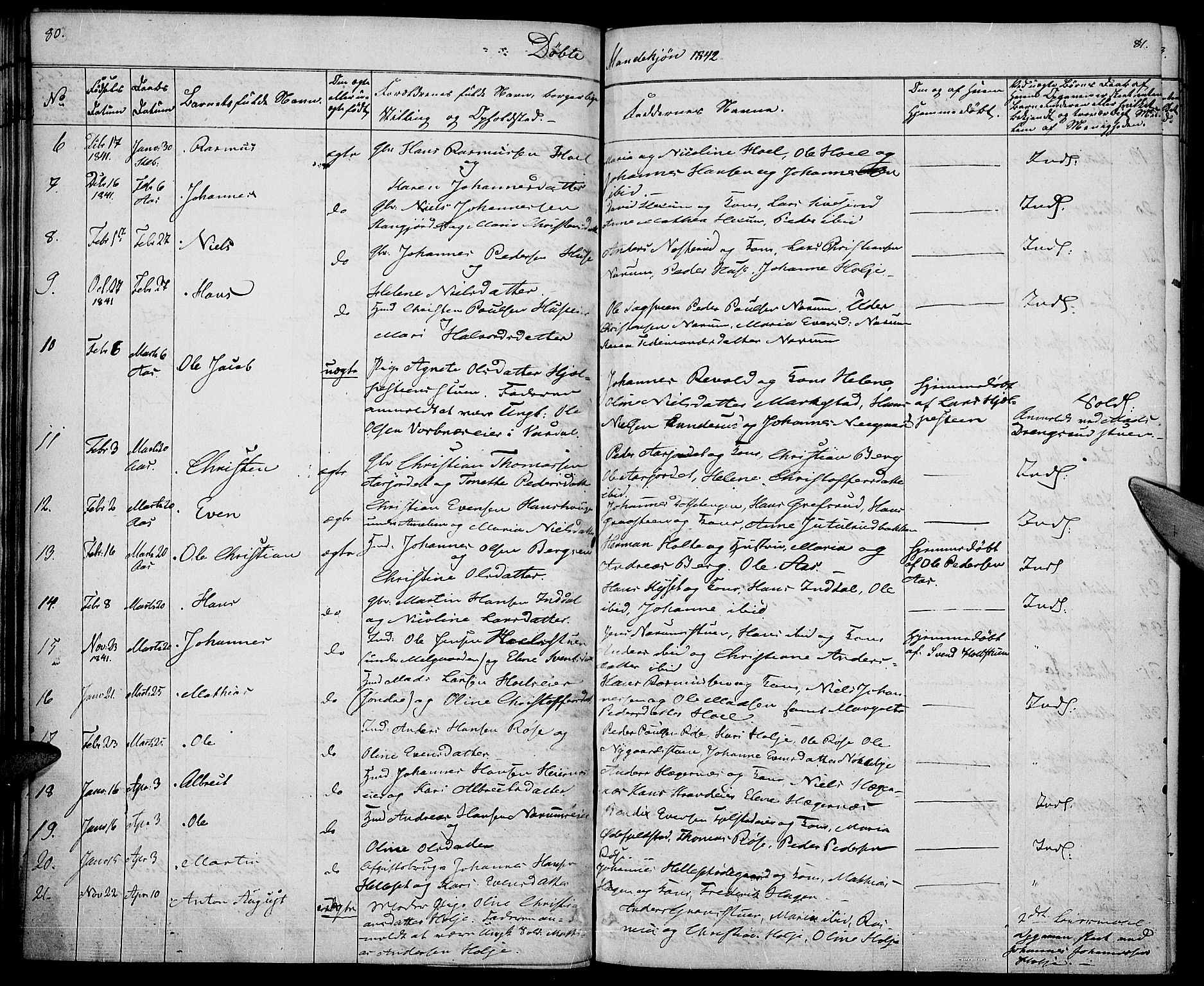 Vestre Toten prestekontor, AV/SAH-PREST-108/H/Ha/Haa/L0003: Parish register (official) no. 3, 1836-1843, p. 80-81