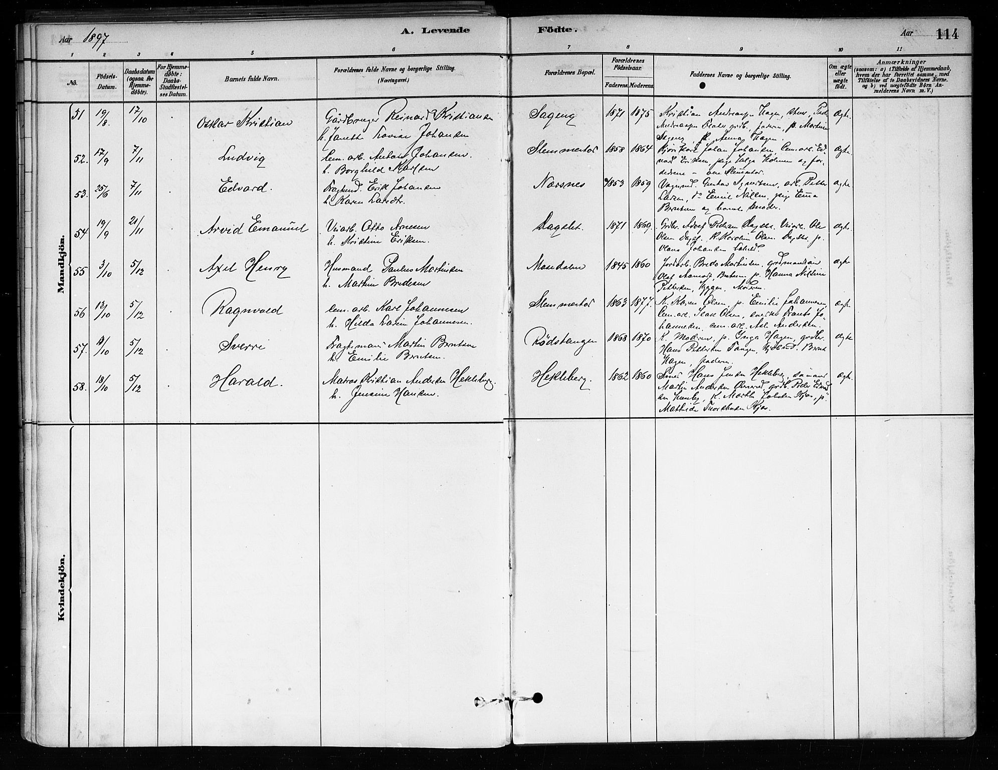 Røyken kirkebøker, AV/SAKO-A-241/F/Fa/L0008: Parish register (official) no. 8, 1880-1897, p. 114