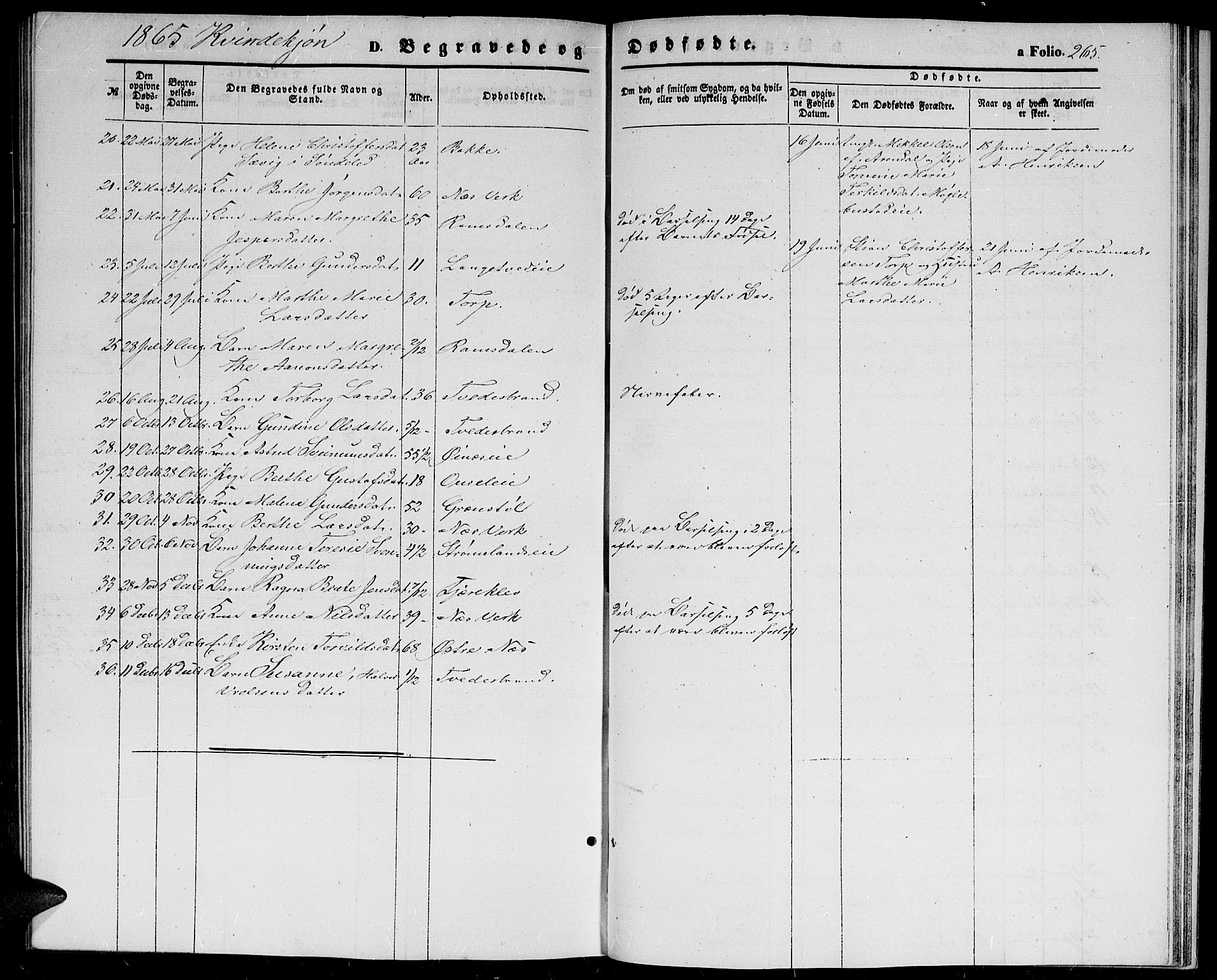 Holt sokneprestkontor, SAK/1111-0021/F/Fb/L0008: Parish register (copy) no. B 8, 1858-1871, p. 265