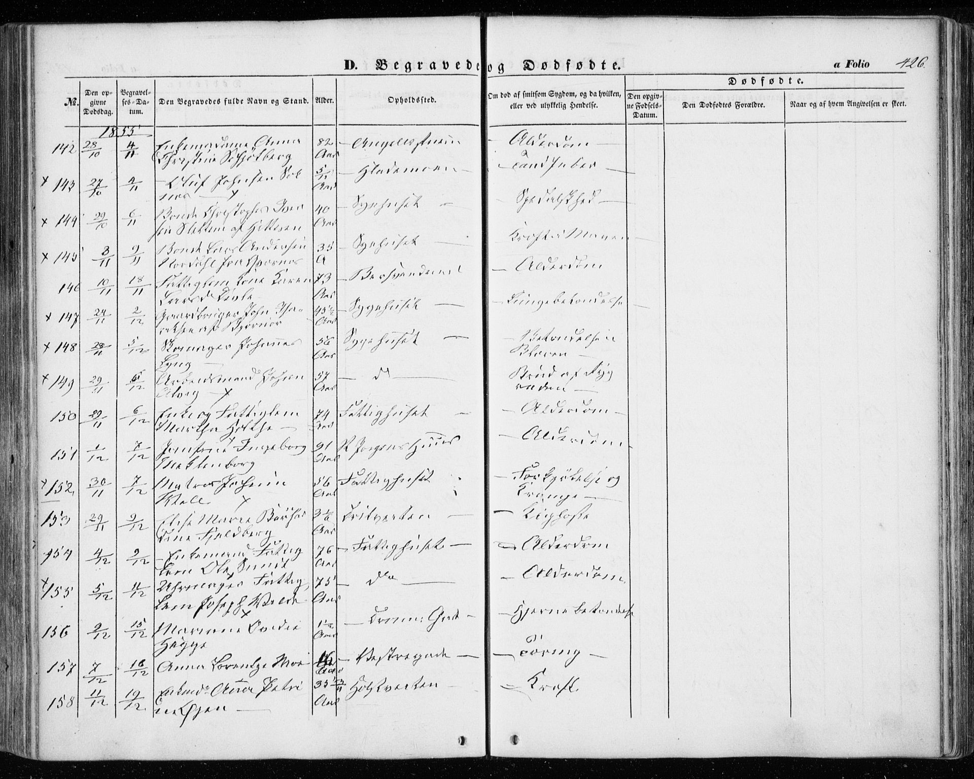Ministerialprotokoller, klokkerbøker og fødselsregistre - Sør-Trøndelag, SAT/A-1456/601/L0051: Parish register (official) no. 601A19, 1848-1857, p. 426