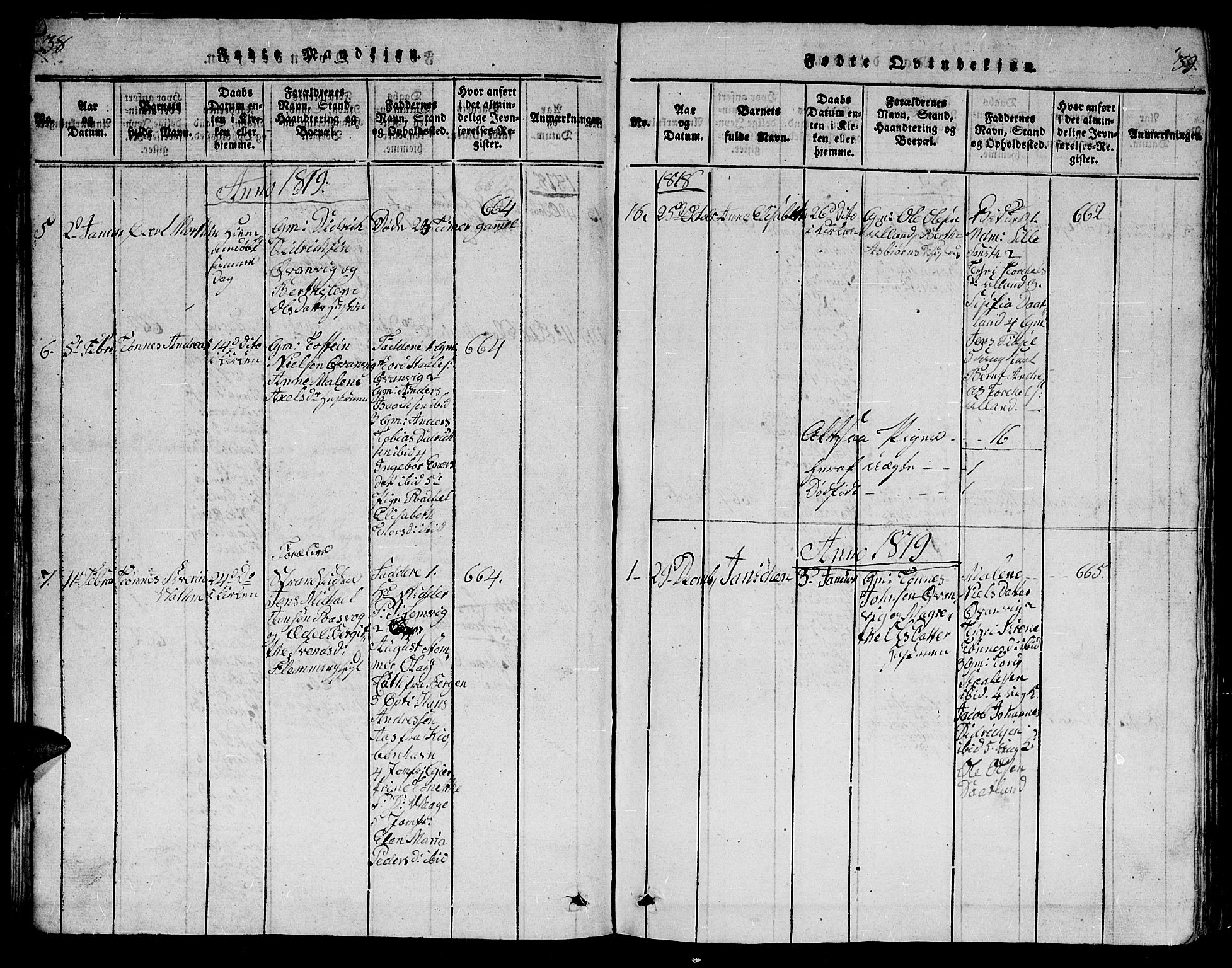 Flekkefjord sokneprestkontor, AV/SAK-1111-0012/F/Fb/Fbb/L0001: Parish register (copy) no. B 1, 1815-1830, p. 38-39