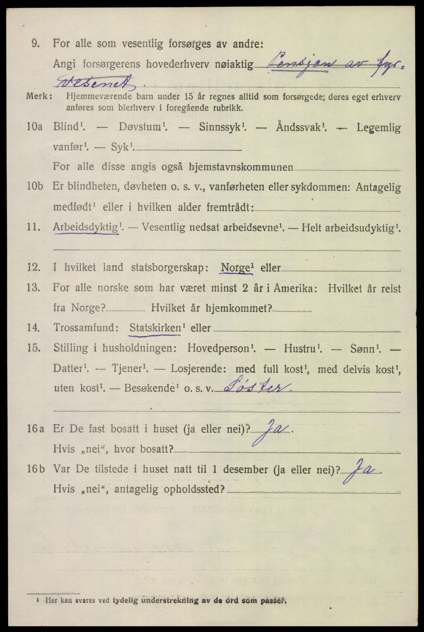 SAK, 1920 census for Tromøy, 1920, p. 1076