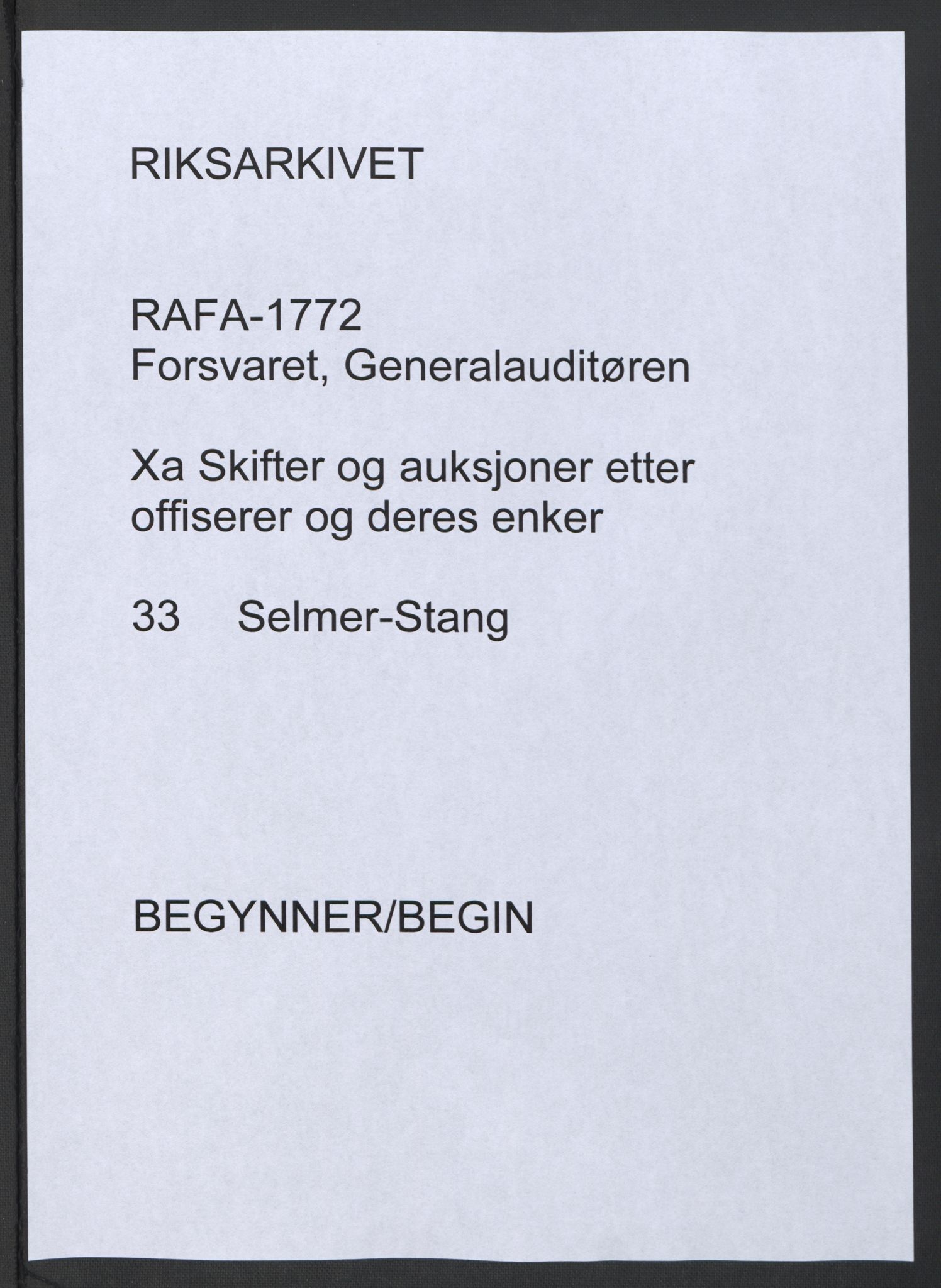 Forsvaret, Generalauditøren, AV/RA-RAFA-1772/F/Fj/Fja/L0033: --, 1744-1823, p. 1