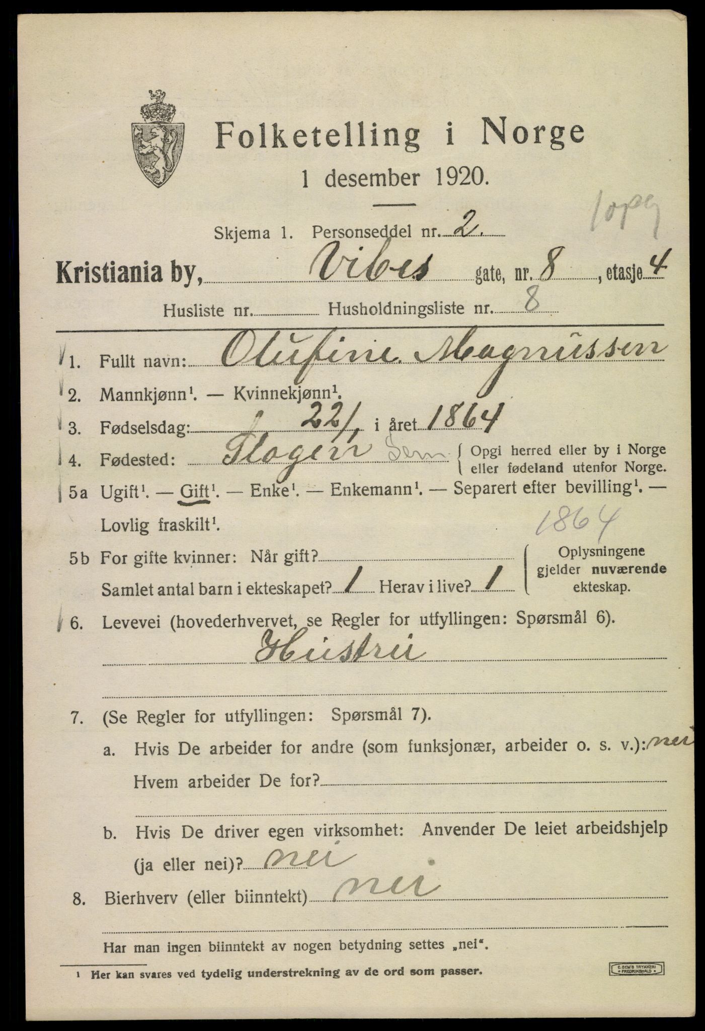 SAO, 1920 census for Kristiania, 1920, p. 632475