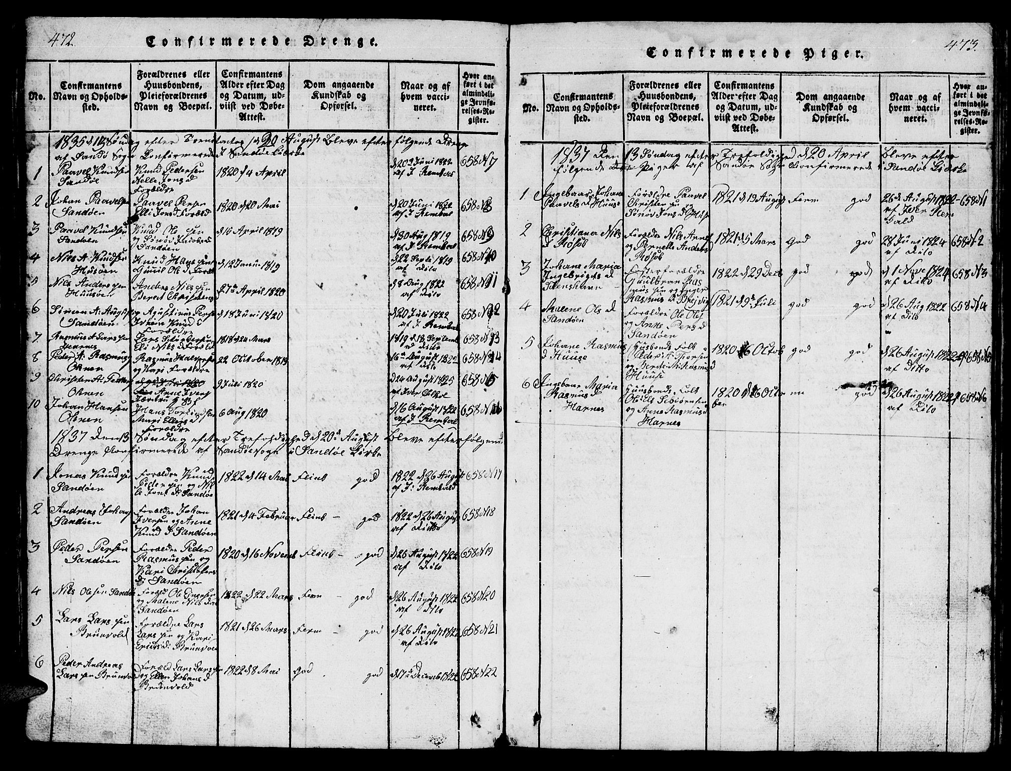 Ministerialprotokoller, klokkerbøker og fødselsregistre - Møre og Romsdal, AV/SAT-A-1454/561/L0731: Parish register (copy) no. 561C01, 1817-1867, p. 472-473