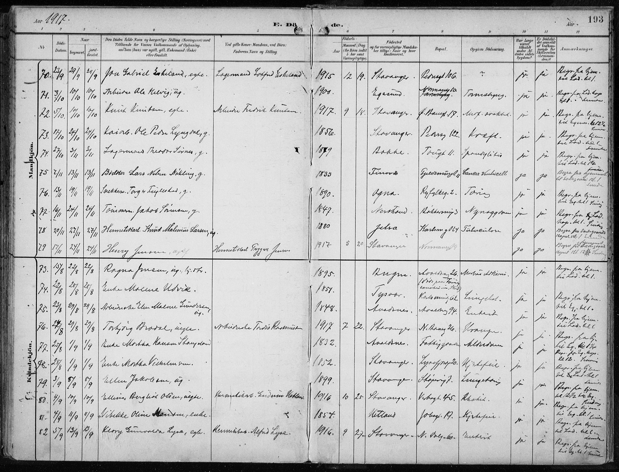 St. Johannes sokneprestkontor, AV/SAST-A-101814/001/30/30BA/L0005: Parish register (official) no. A 5, 1898-1919, p. 193