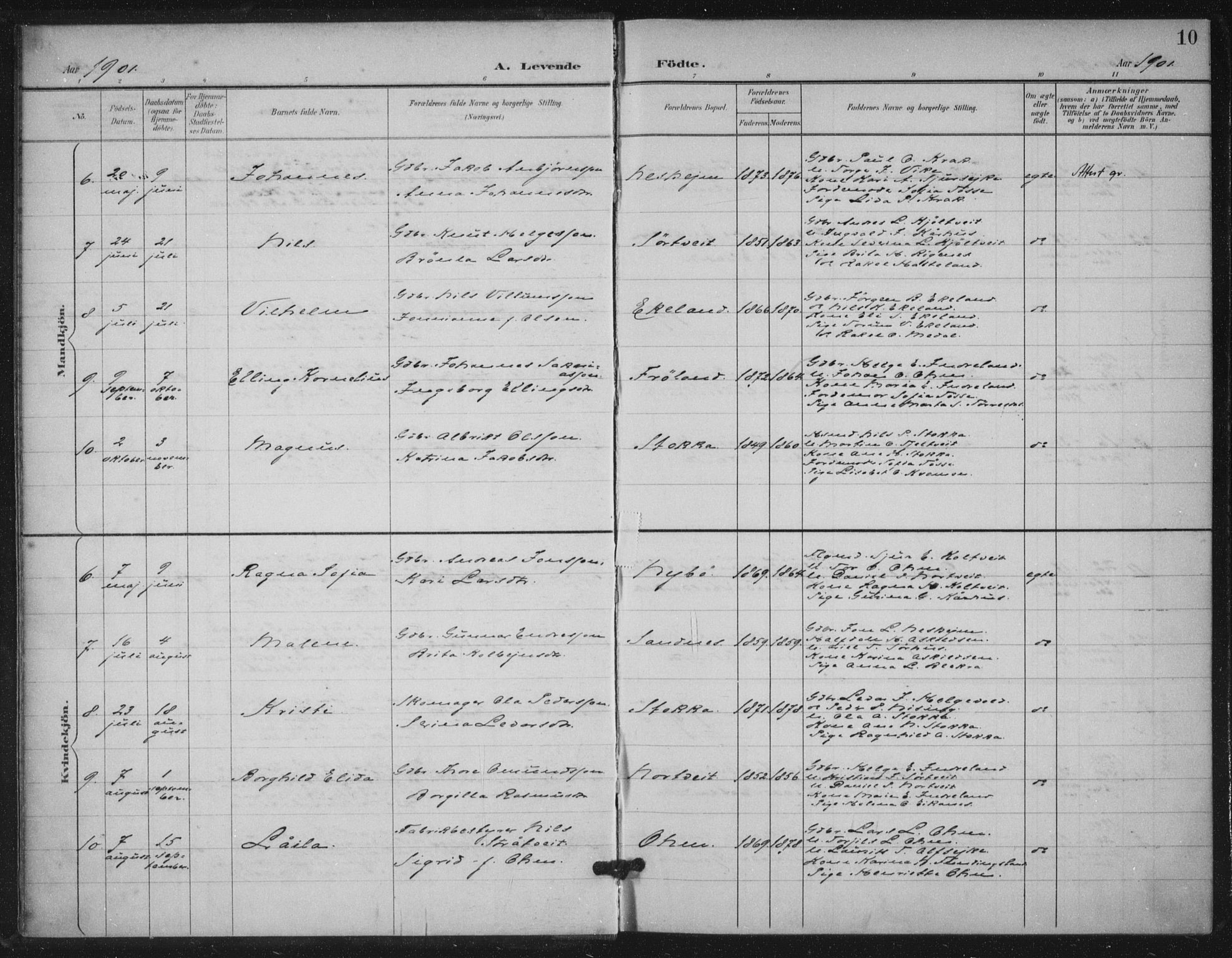 Skjold sokneprestkontor, SAST/A-101847/H/Ha/Haa/L0012: Parish register (official) no. A 12, 1899-1915, p. 10