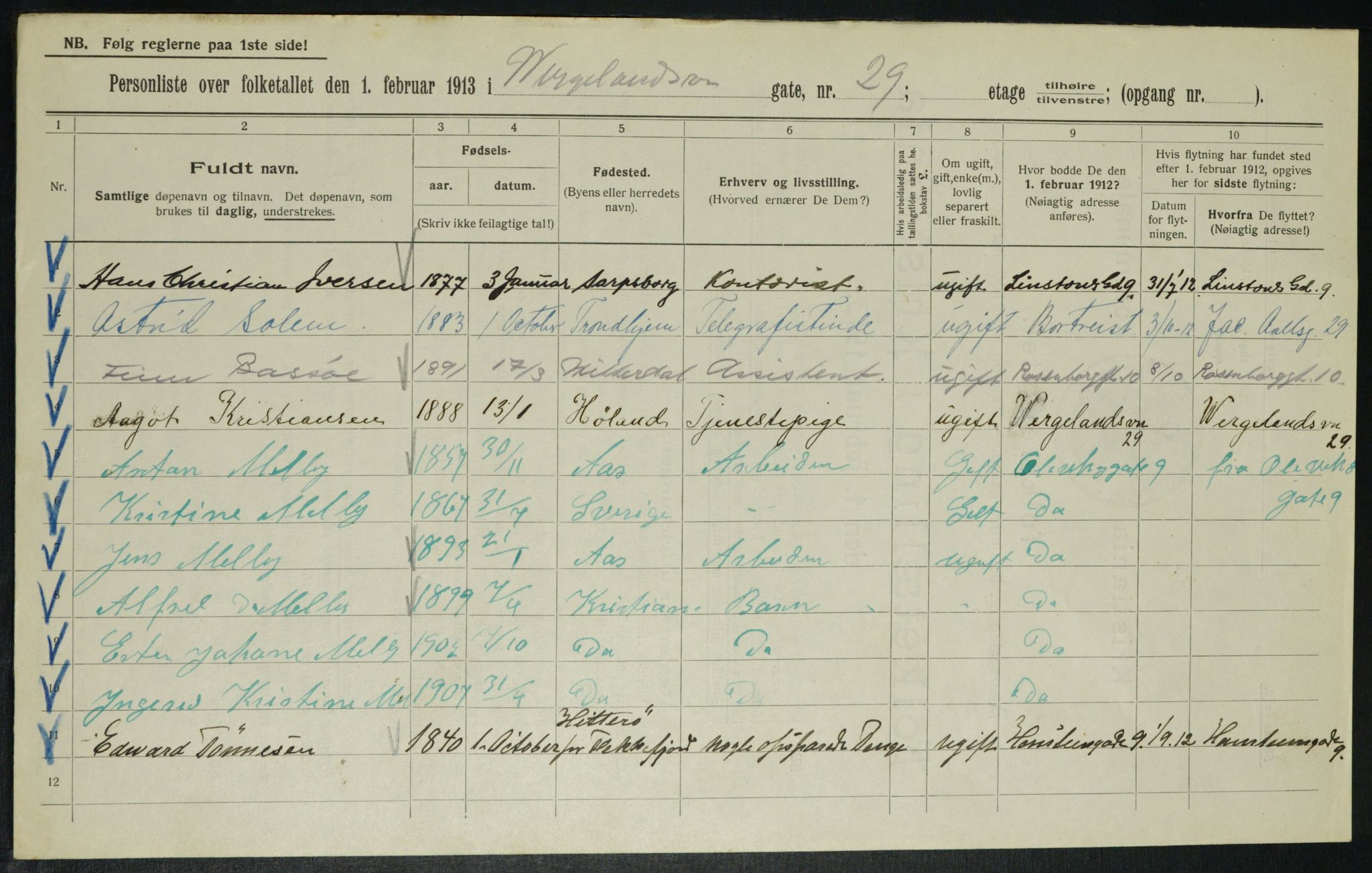 OBA, Municipal Census 1913 for Kristiania, 1913, p. 127807