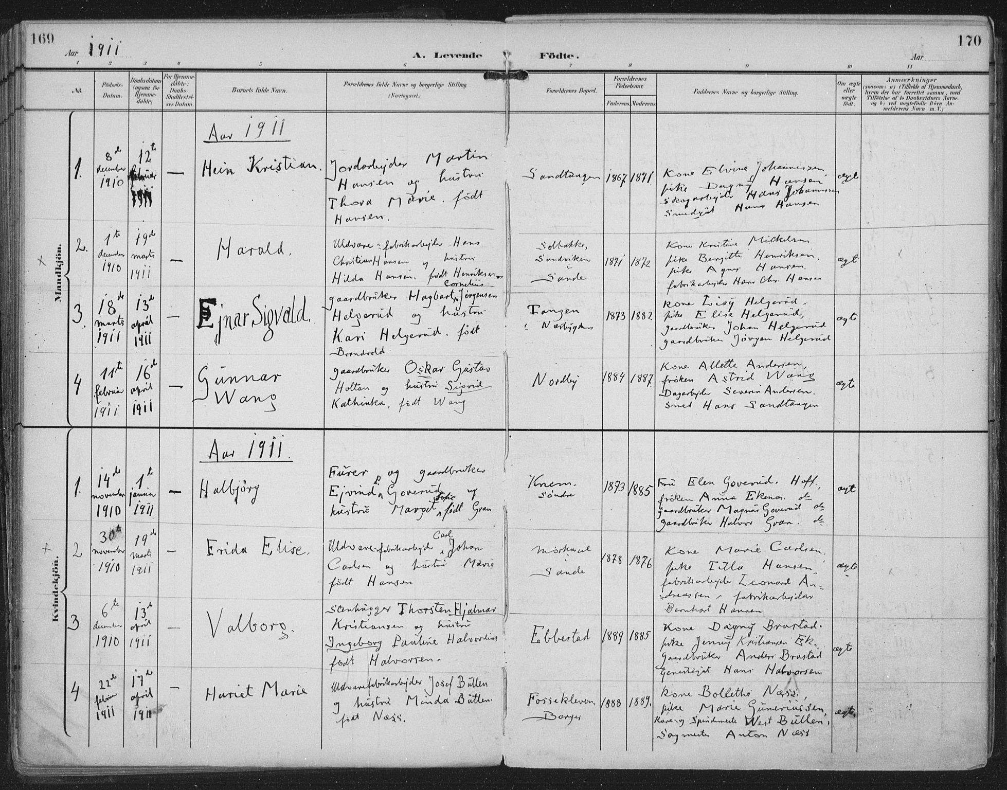 Strømm kirkebøker, AV/SAKO-A-322/F/Fa/L0005: Parish register (official) no. I 5, 1898-1919, p. 169-170