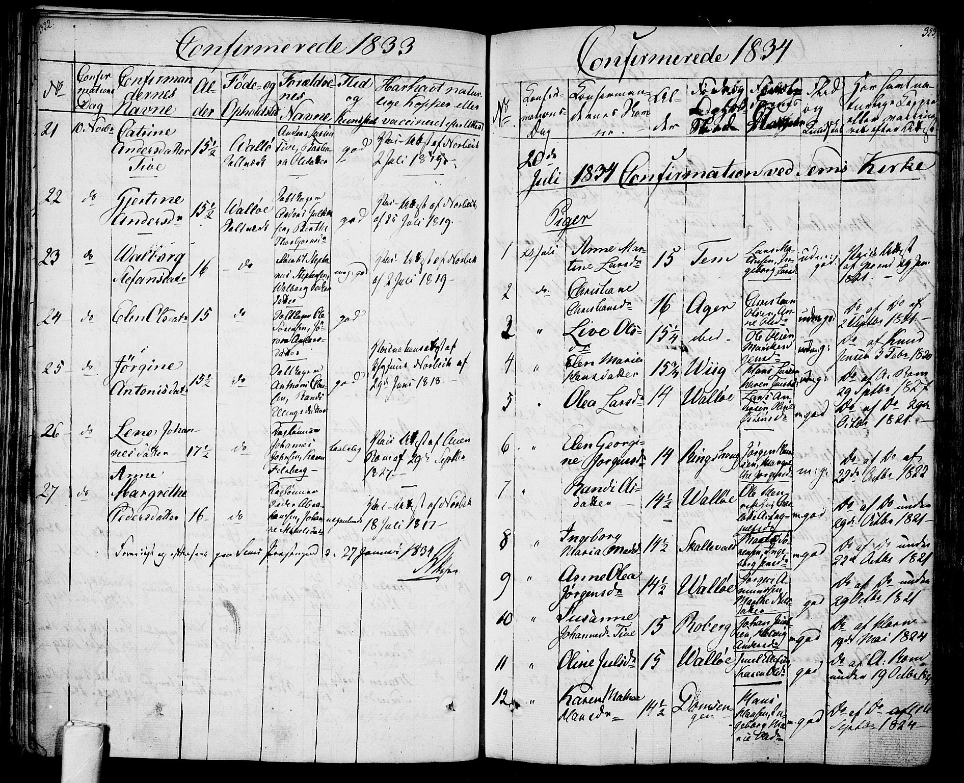Sem kirkebøker, SAKO/A-5/F/Fa/L0005: Parish register (official) no. I 5, 1825-1842, p. 322-323