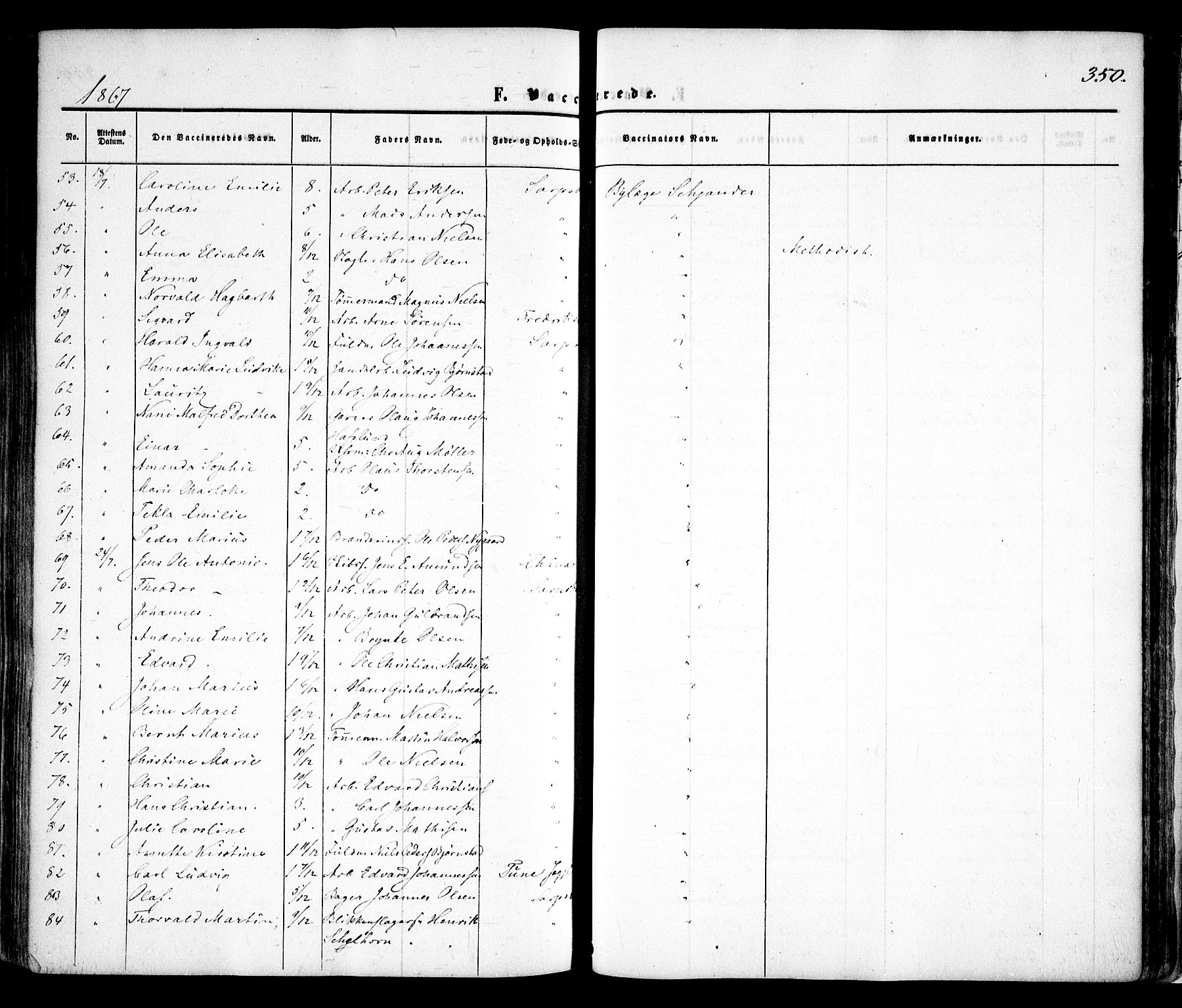 Sarpsborg prestekontor Kirkebøker, AV/SAO-A-2006/F/Fa/L0001: Parish register (official) no. 1, 1859-1868, p. 350