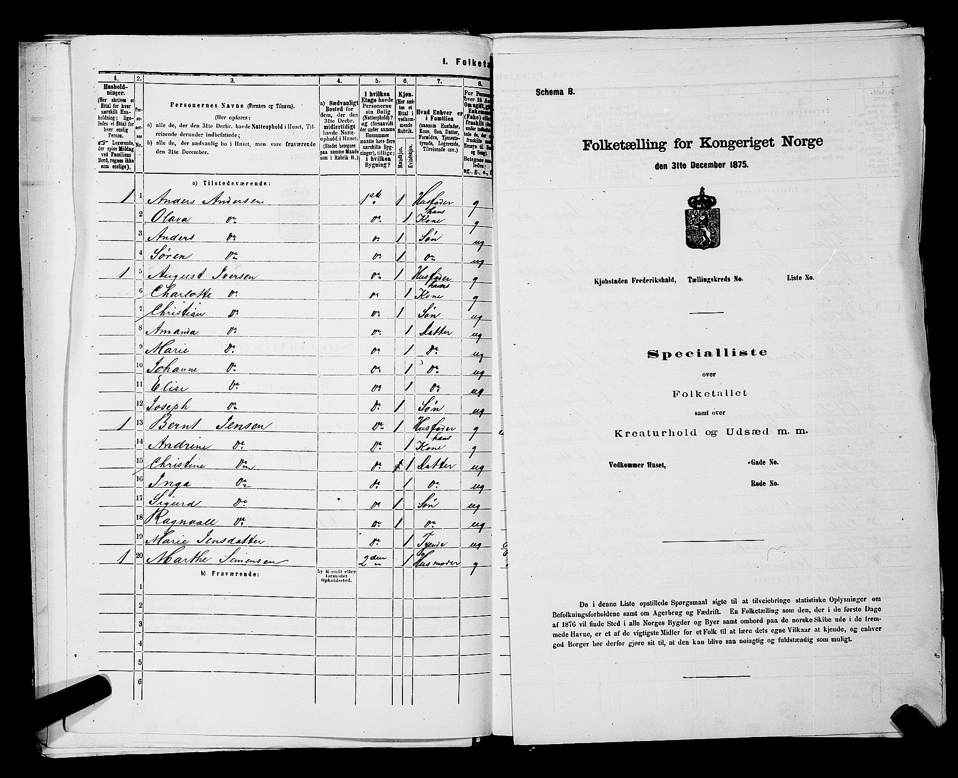 RA, 1875 census for 0101P Fredrikshald, 1875, p. 1247