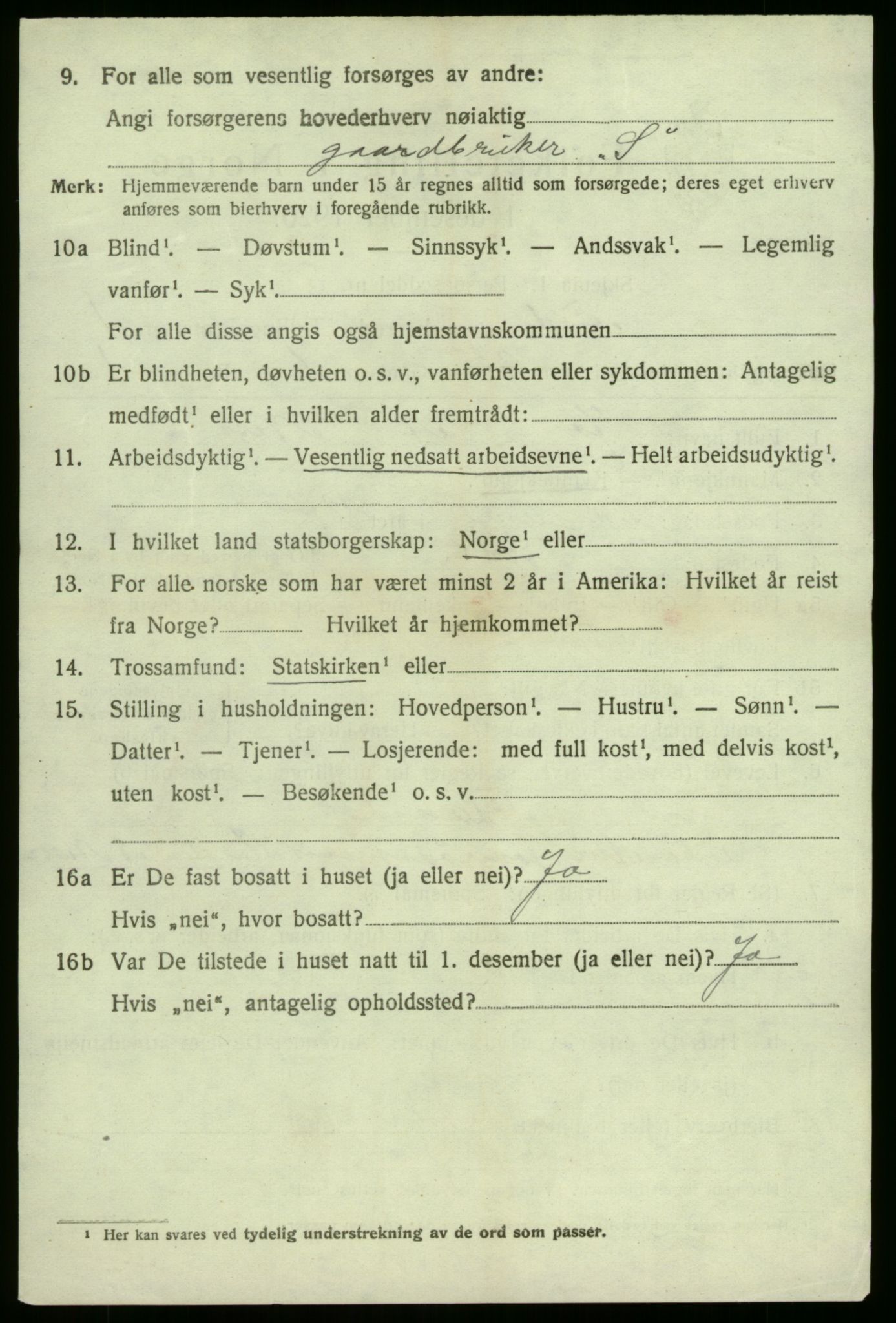 SAB, 1920 census for Førde, 1920, p. 1415