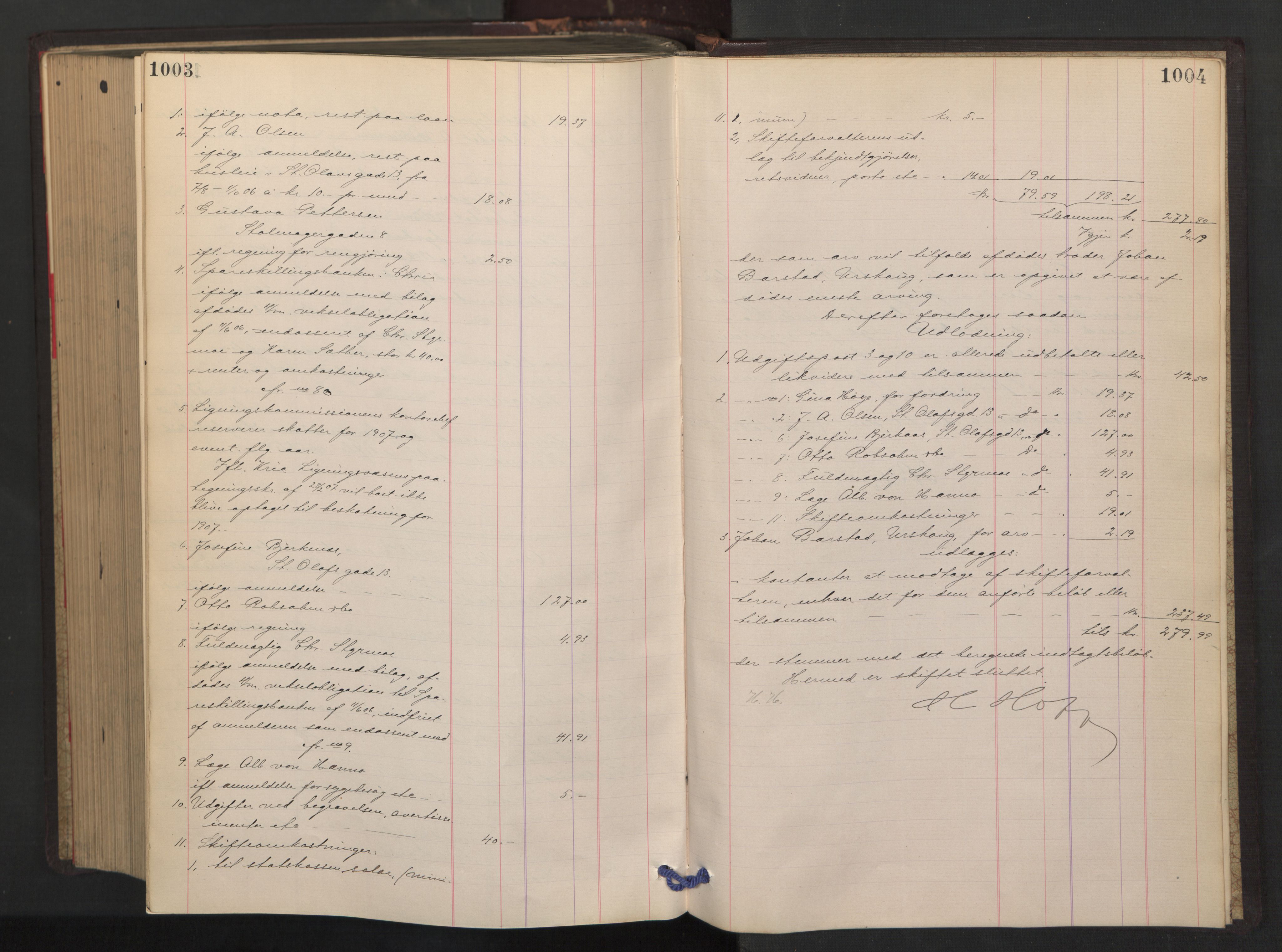 Oslo skifterett, AV/SAO-A-10383/H/Hd/Hdb/L0005: Skifteutlodningsprotokoll, 1905-1907, p. 1003-1004