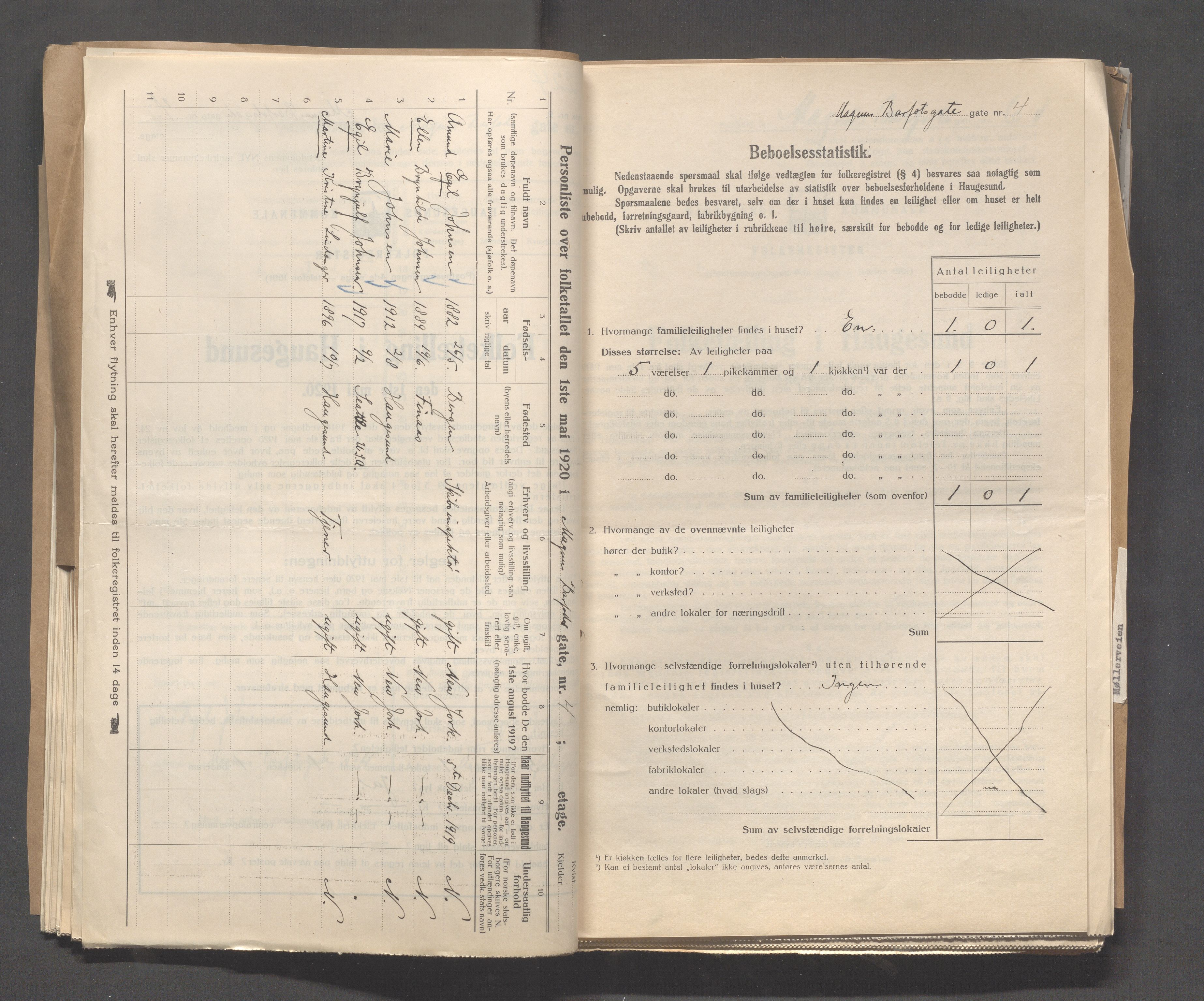 IKAR, Local census 1.5.1920 for Haugesund, 1920, p. 2879