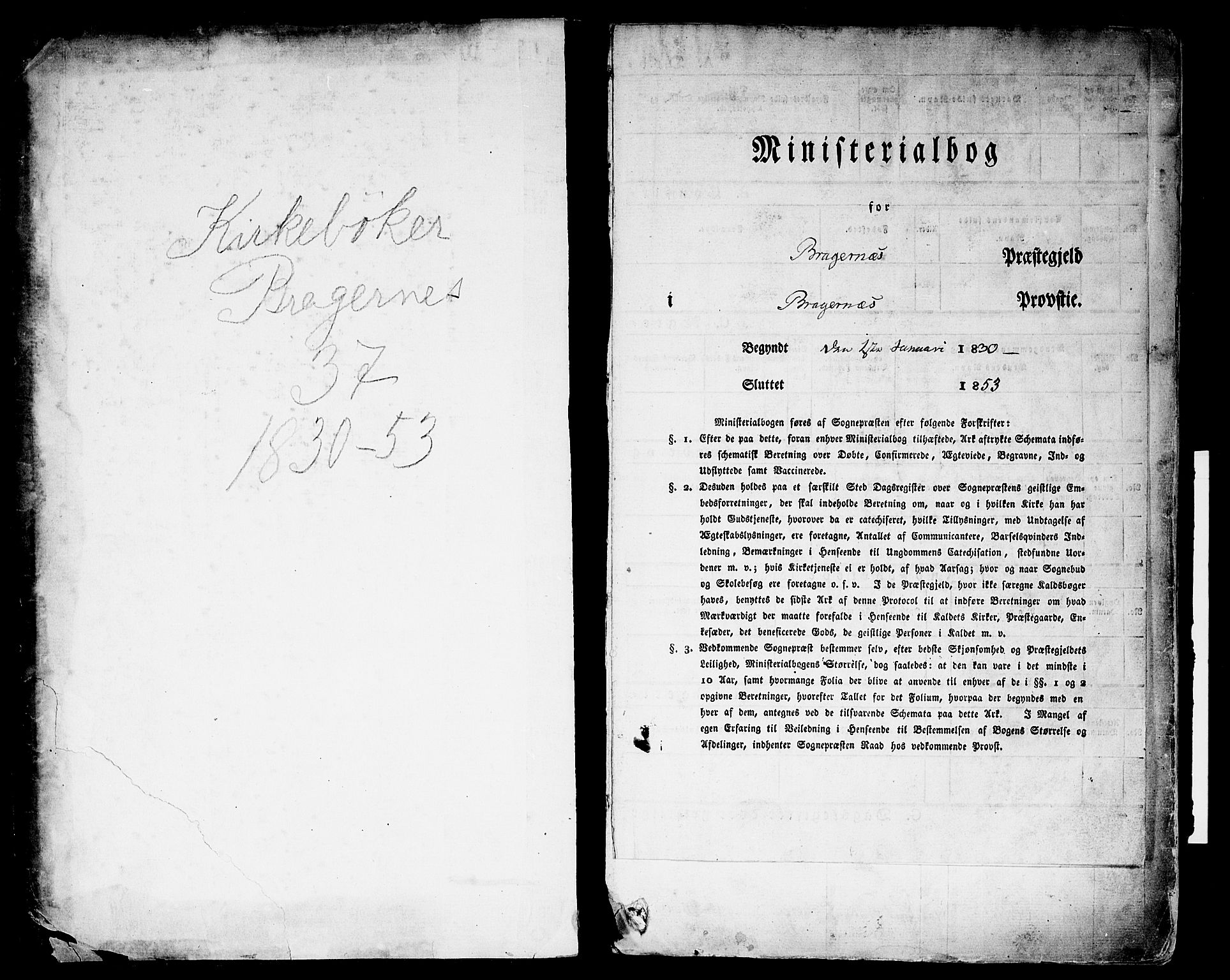 Bragernes kirkebøker, SAKO/A-6/F/Fc/L0001: Parish register (official) no. III 1, 1830-1853