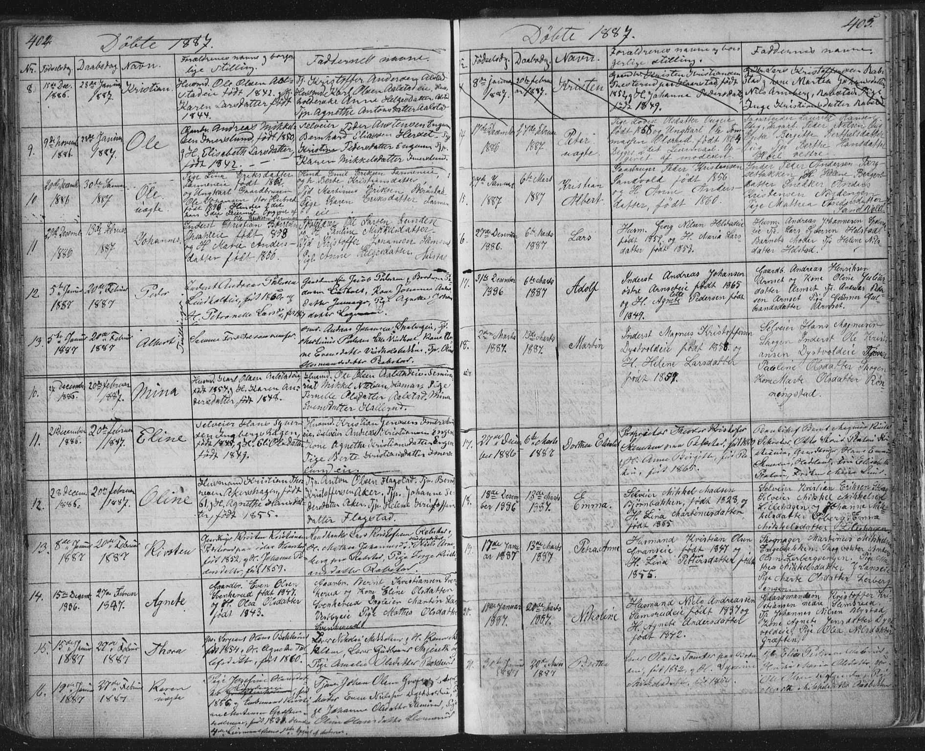 Vang prestekontor, Hedmark, SAH/PREST-008/H/Ha/Hab/L0010A: Parish register (copy) no. 10a, 1854-1896, p. 404-405