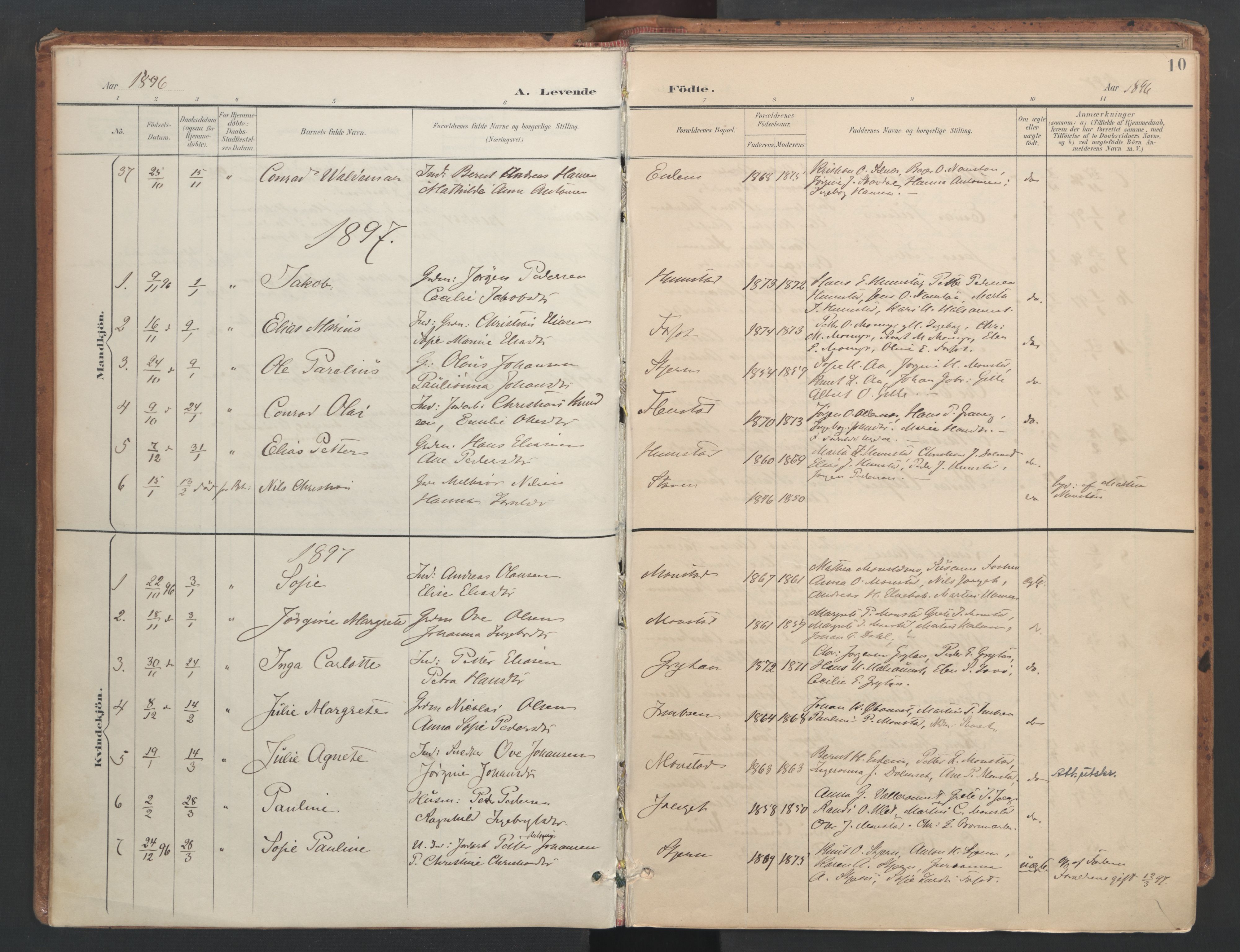Ministerialprotokoller, klokkerbøker og fødselsregistre - Sør-Trøndelag, SAT/A-1456/655/L0681: Parish register (official) no. 655A10, 1895-1907, p. 10