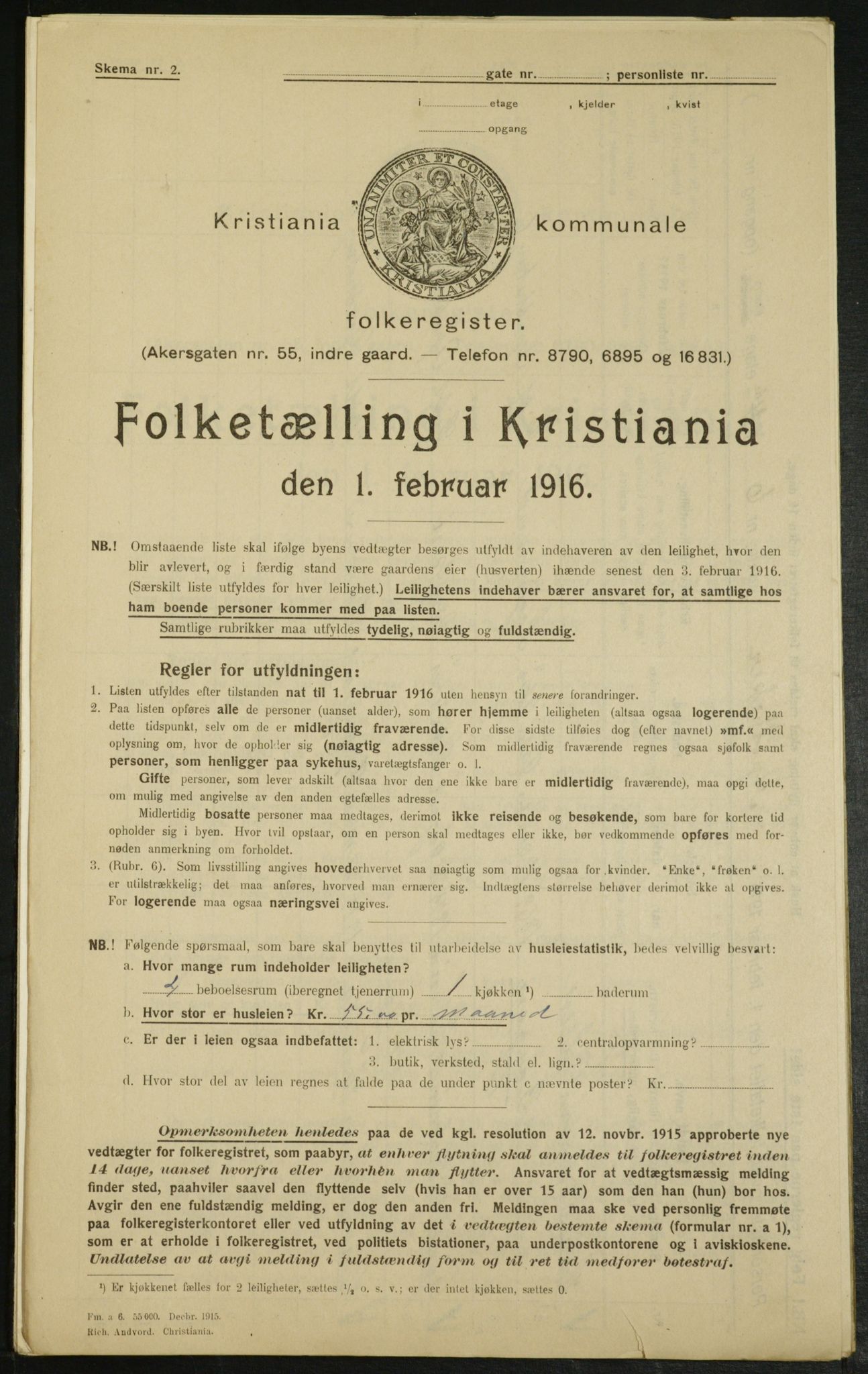 OBA, Municipal Census 1916 for Kristiania, 1916, p. 1396