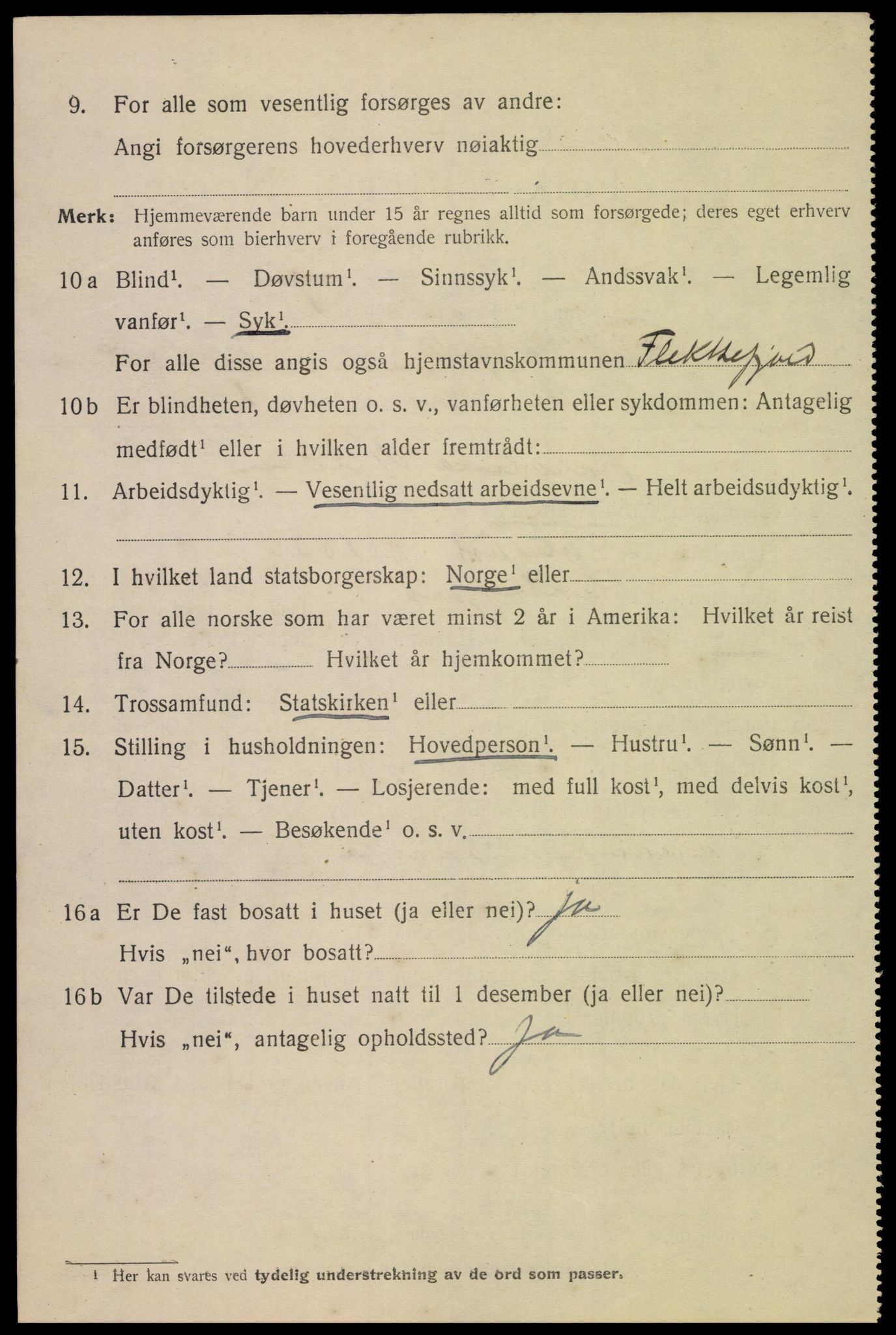 SAK, 1920 census for Flekkefjord, 1920, p. 5851