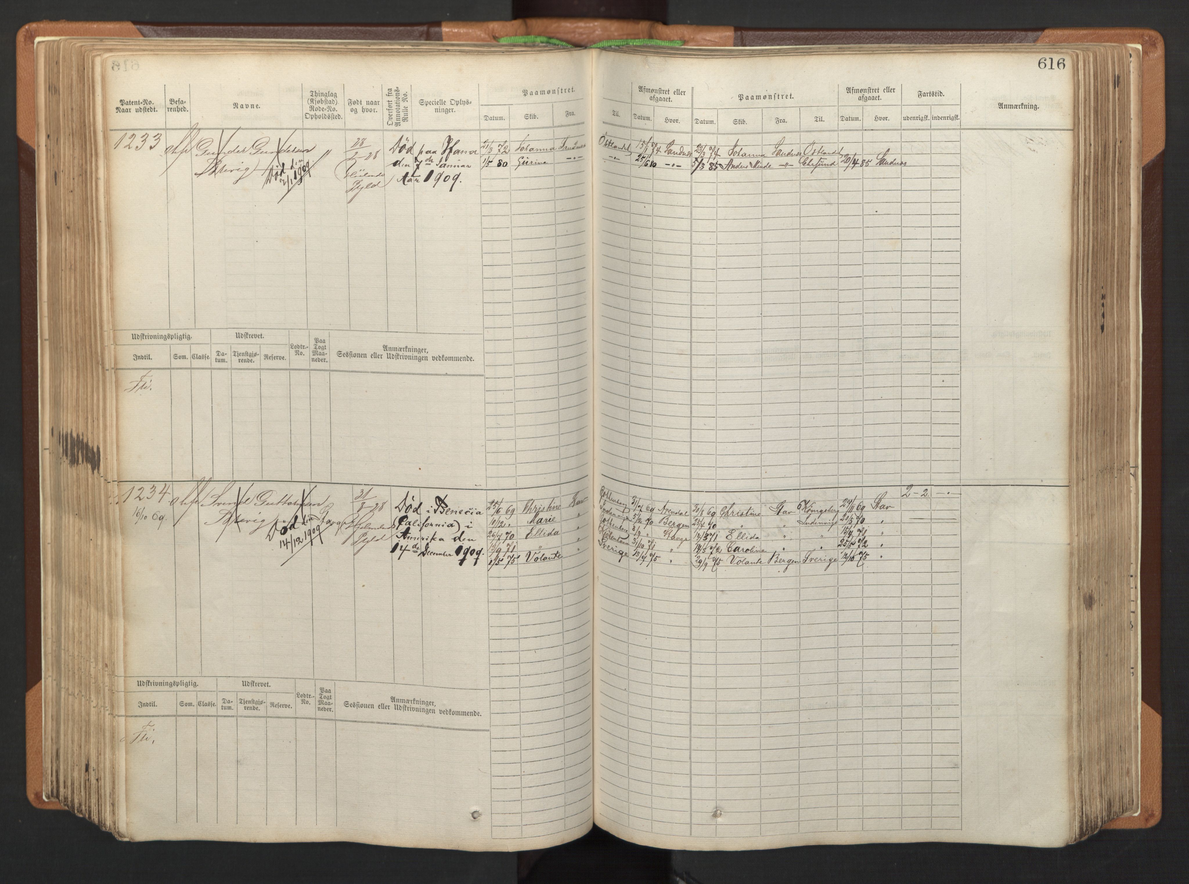 Stavanger sjømannskontor, AV/SAST-A-102006/F/Fb/Fbb/L0005: Sjøfartshovedrulle, patentnr. 793-1606 (del 2), 1869-1880, p. 226