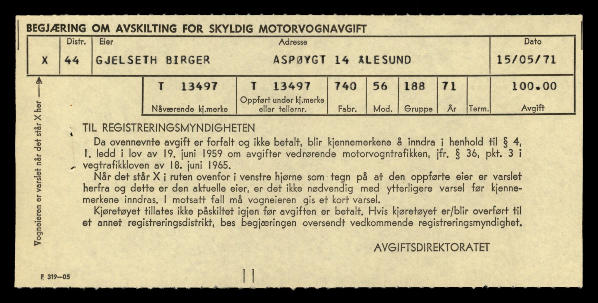 Møre og Romsdal vegkontor - Ålesund trafikkstasjon, AV/SAT-A-4099/F/Fe/L0039: Registreringskort for kjøretøy T 13361 - T 13530, 1927-1998, p. 2397