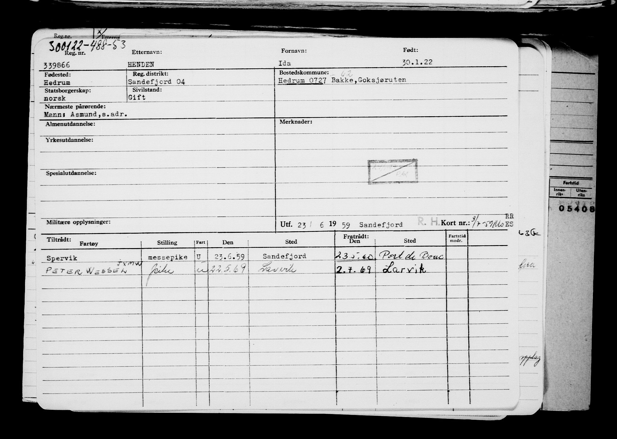 Direktoratet for sjømenn, AV/RA-S-3545/G/Gb/L0202: Hovedkort, 1922, p. 434