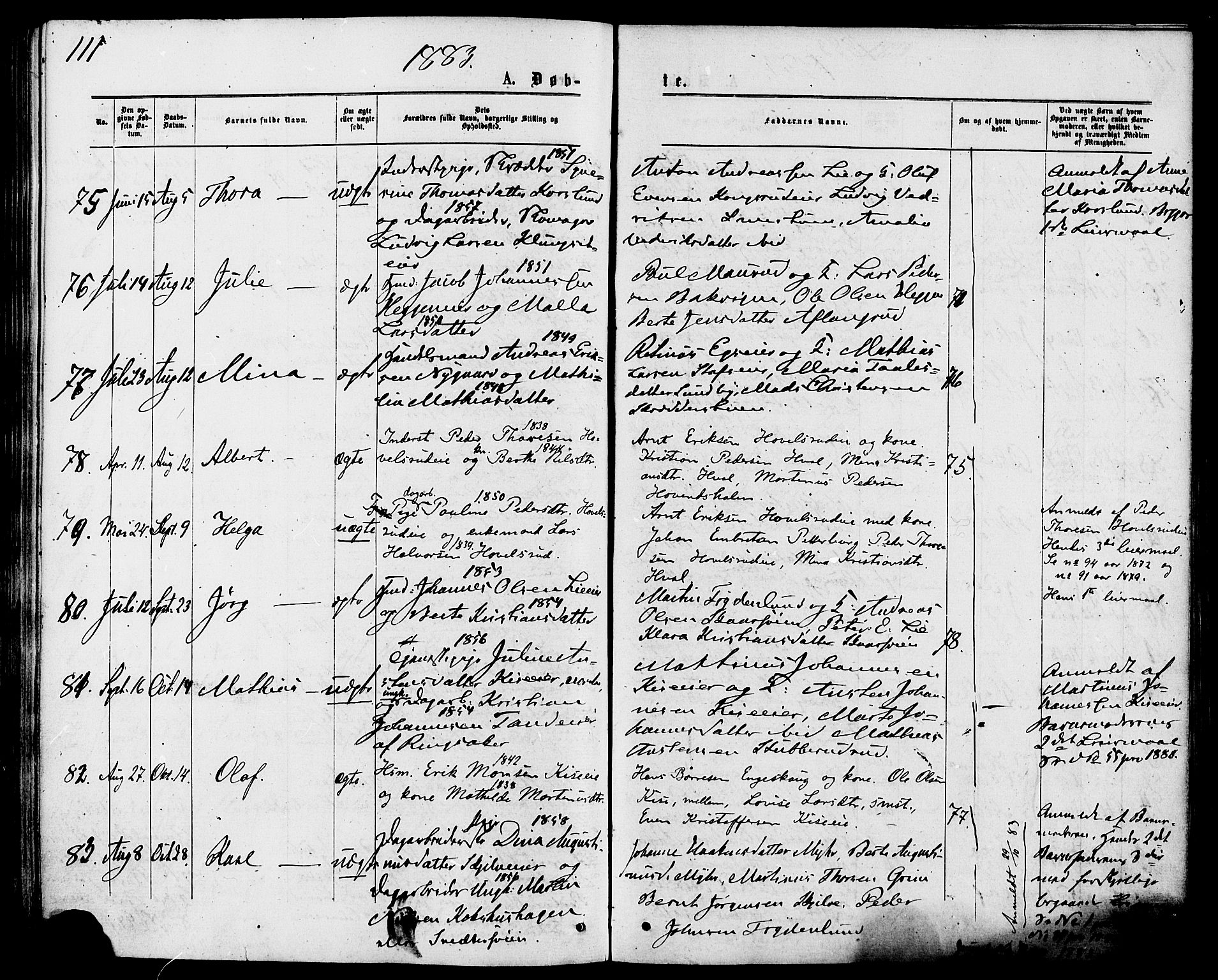 Nes prestekontor, Hedmark, AV/SAH-PREST-020/K/Ka/L0005: Parish register (official) no. 5, 1872-1886, p. 111