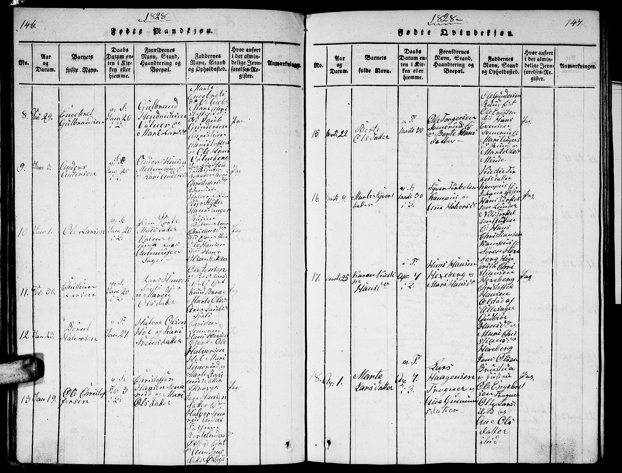 Sørum prestekontor Kirkebøker, AV/SAO-A-10303/G/Ga/L0001: Parish register (copy) no. I 1, 1814-1829, p. 146-147