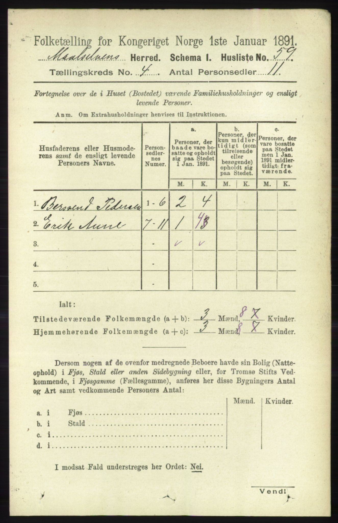 RA, 1891 census for 1924 Målselv, 1891, p. 1073