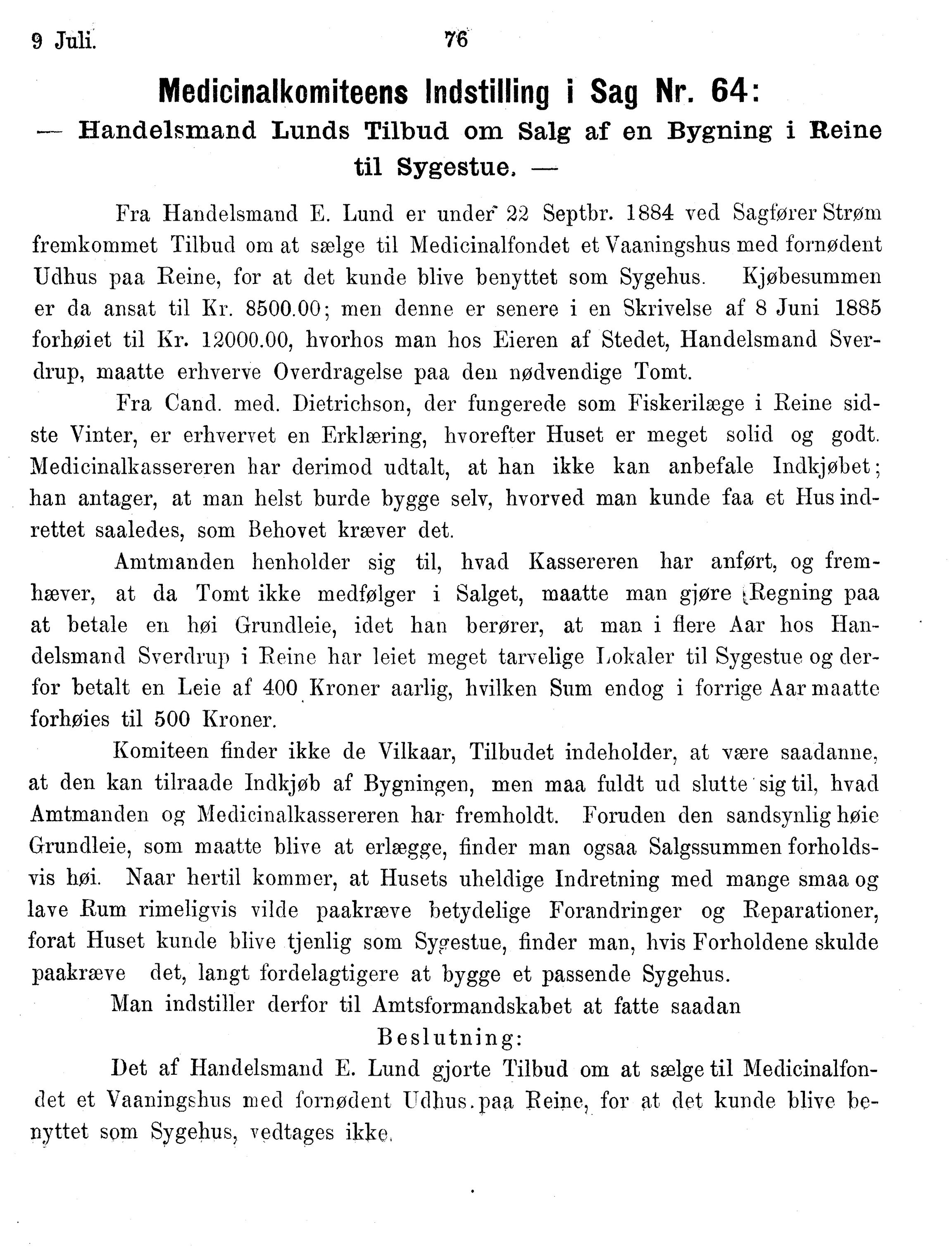 Nordland Fylkeskommune. Fylkestinget, AIN/NFK-17/176/A/Ac/L0014: Fylkestingsforhandlinger 1881-1885, 1881-1885