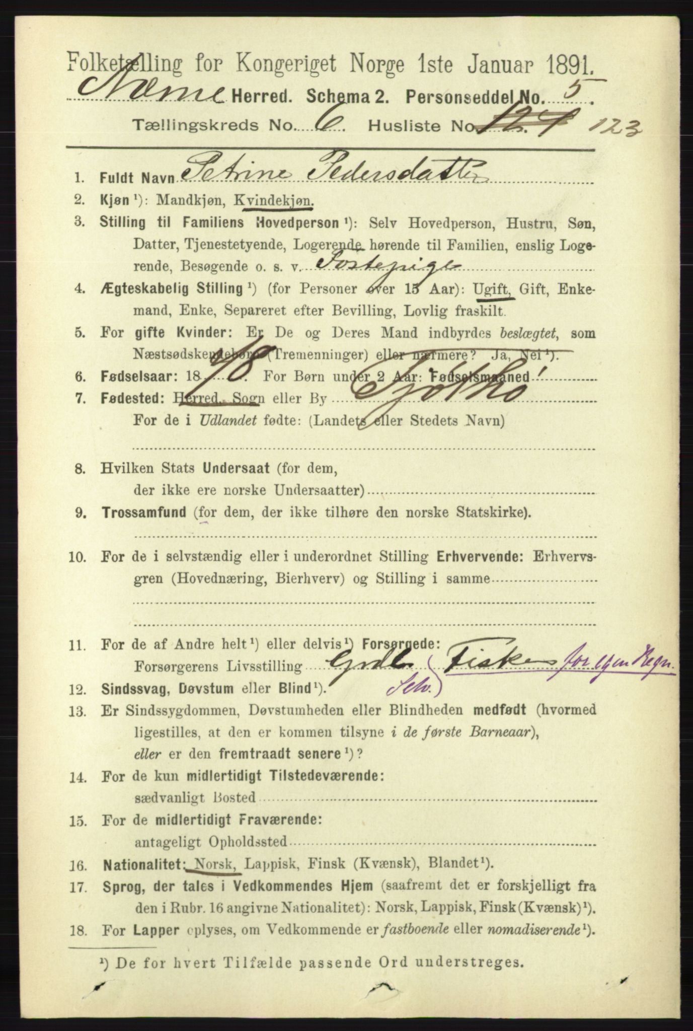 RA, 1891 census for 1828 Nesna, 1891, p. 4106