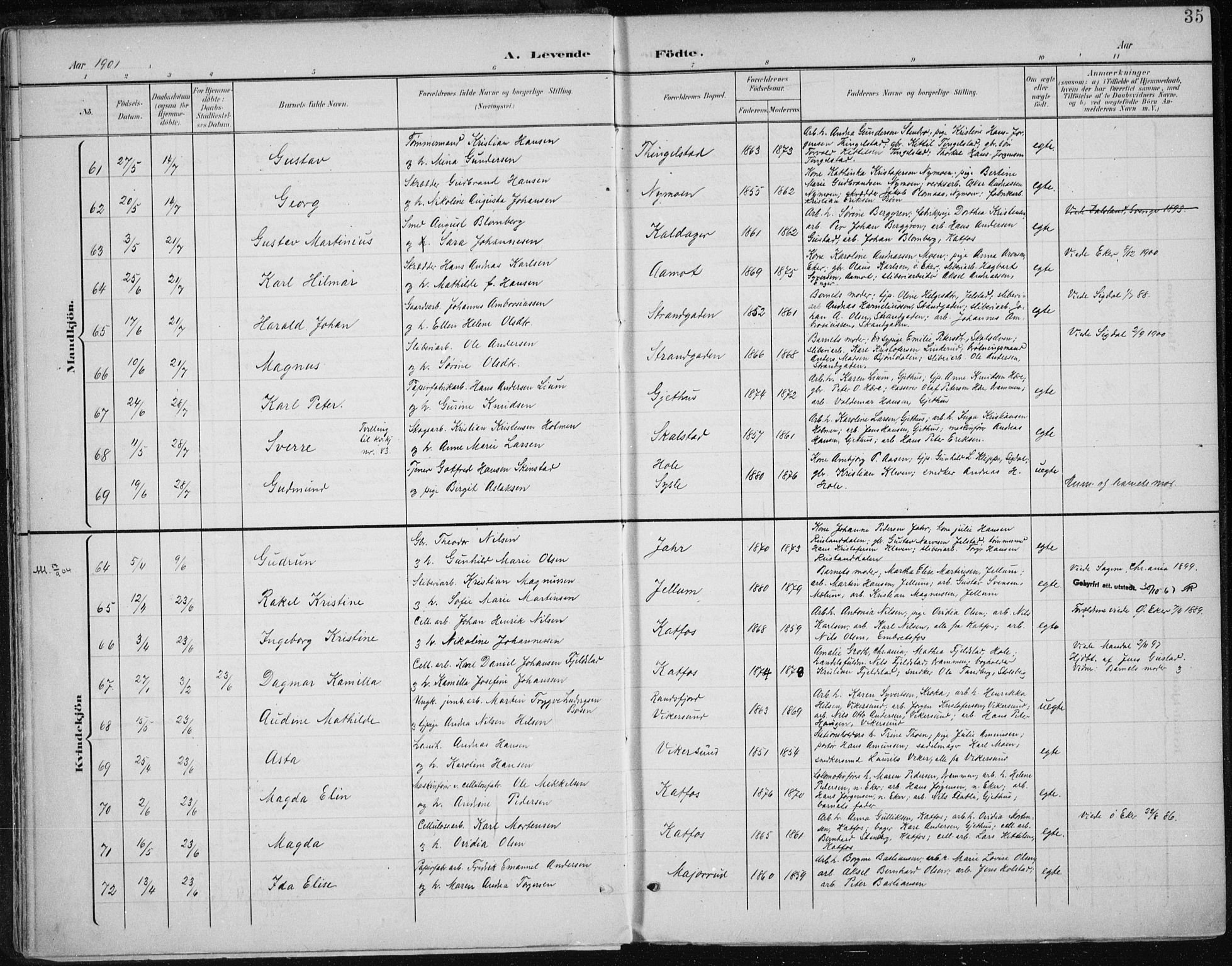 Modum kirkebøker, SAKO/A-234/F/Fa/L0013: Parish register (official) no. 13, 1899-1907, p. 35