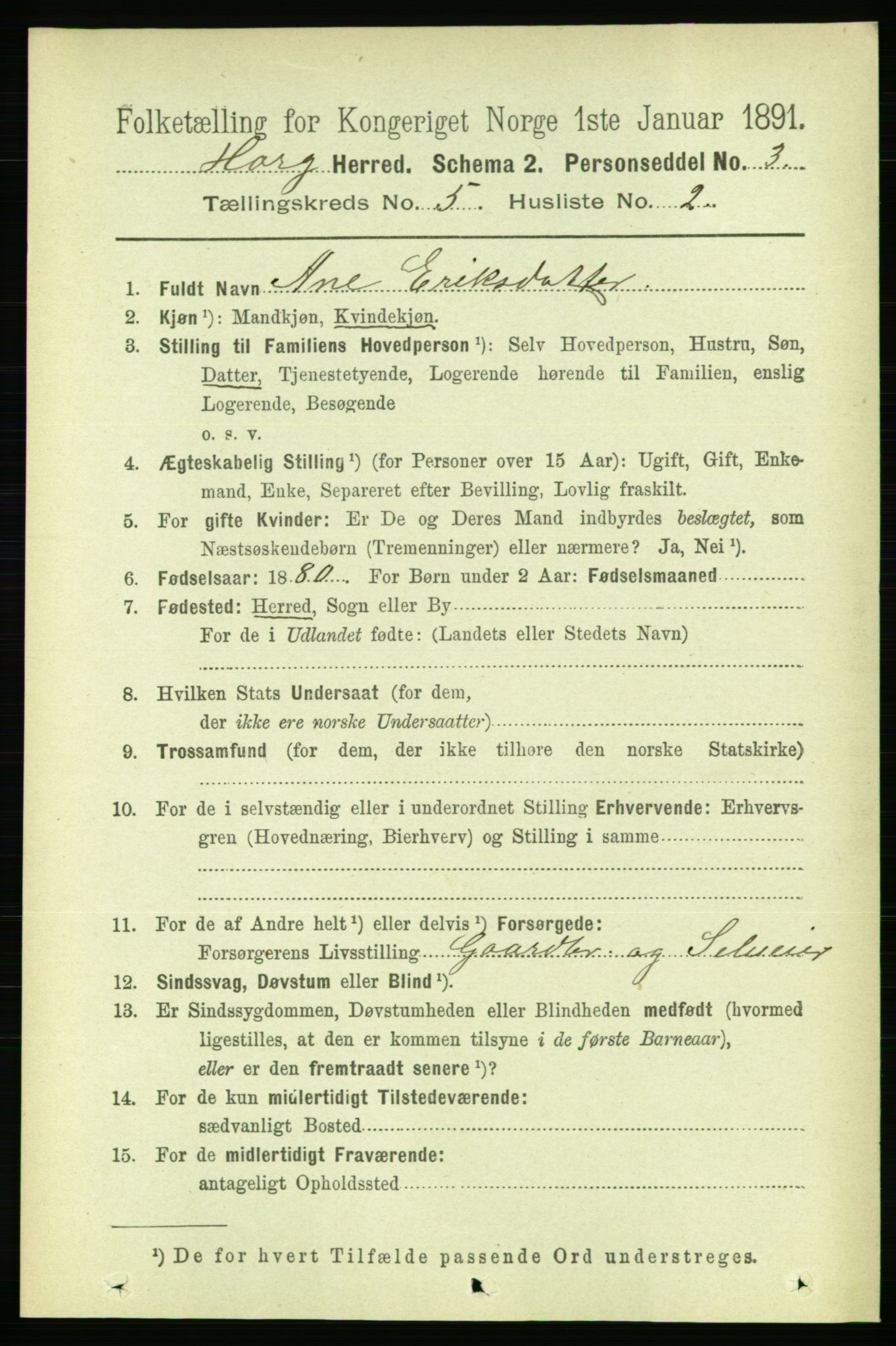 RA, 1891 census for 1650 Horg, 1891, p. 1934