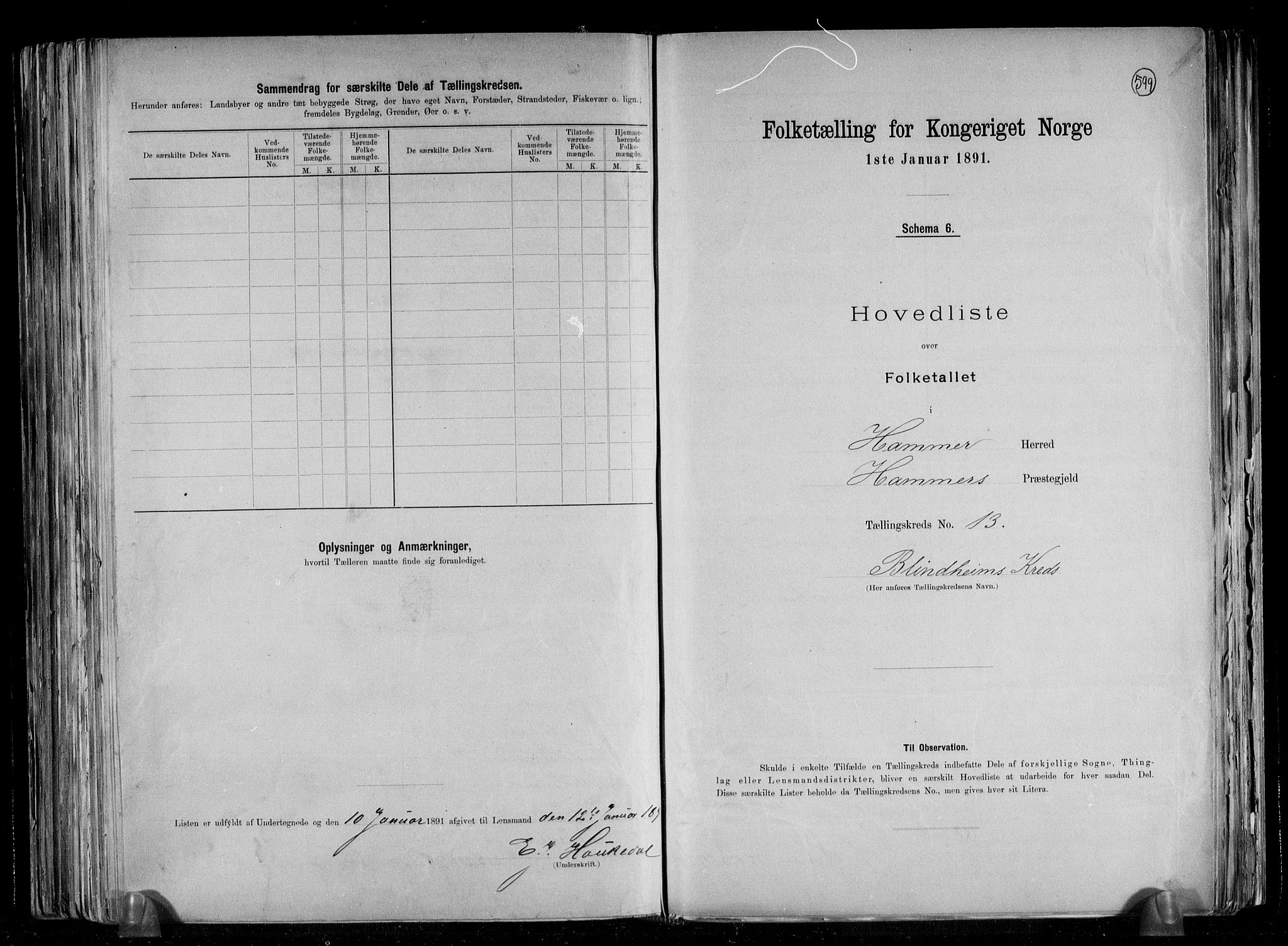 RA, 1891 census for 1254 Hamre, 1891, p. 33
