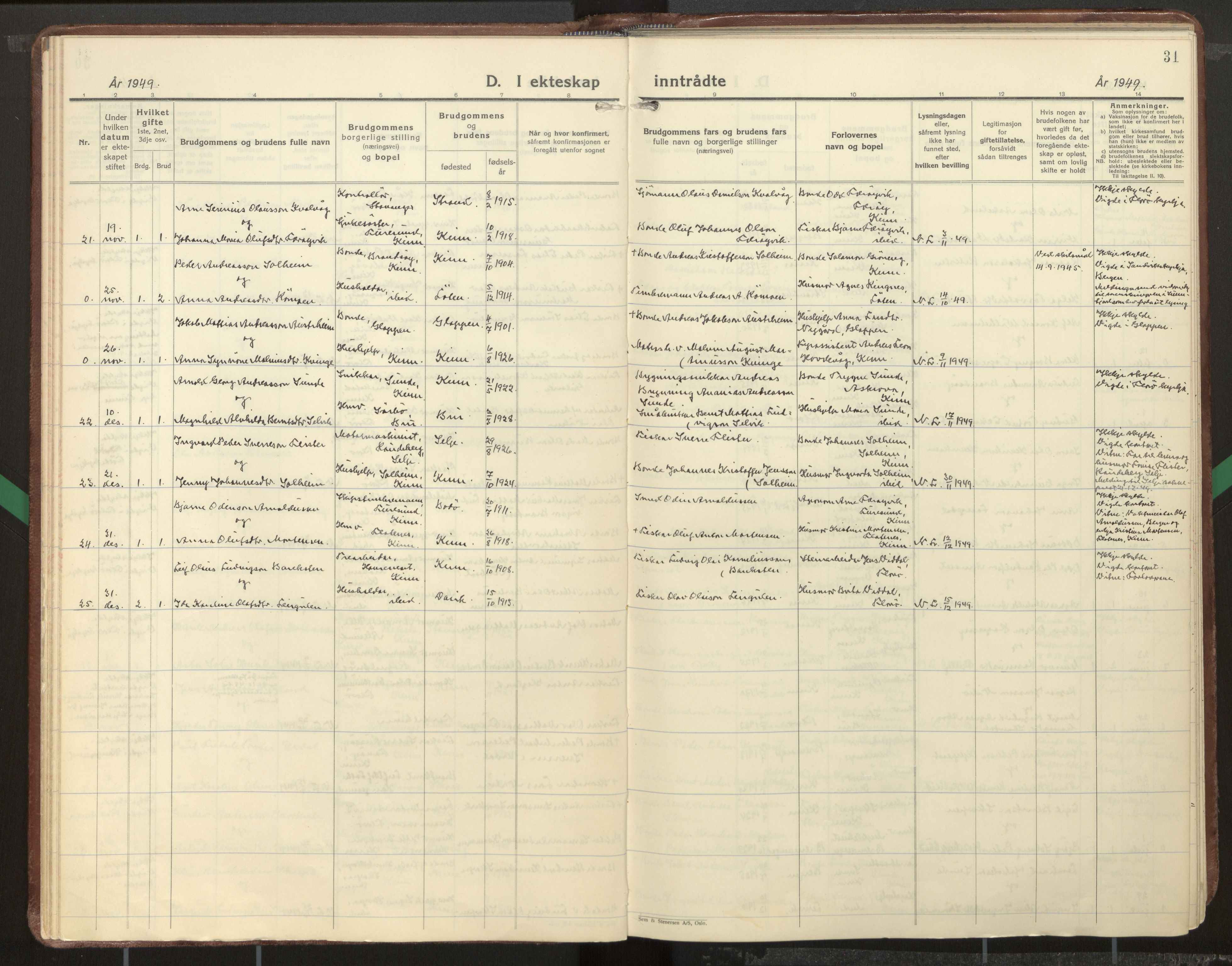 Kinn sokneprestembete, AV/SAB-A-80801/H/Haa/Haab/L0012: Parish register (official) no. B 12, 1937-1968, p. 31