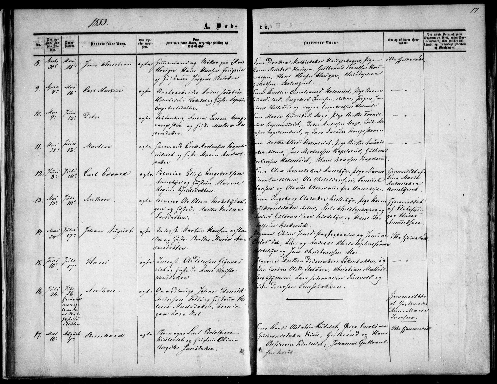 Nittedal prestekontor Kirkebøker, SAO/A-10365a/F/Fa/L0005: Parish register (official) no. I 5, 1850-1862, p. 17