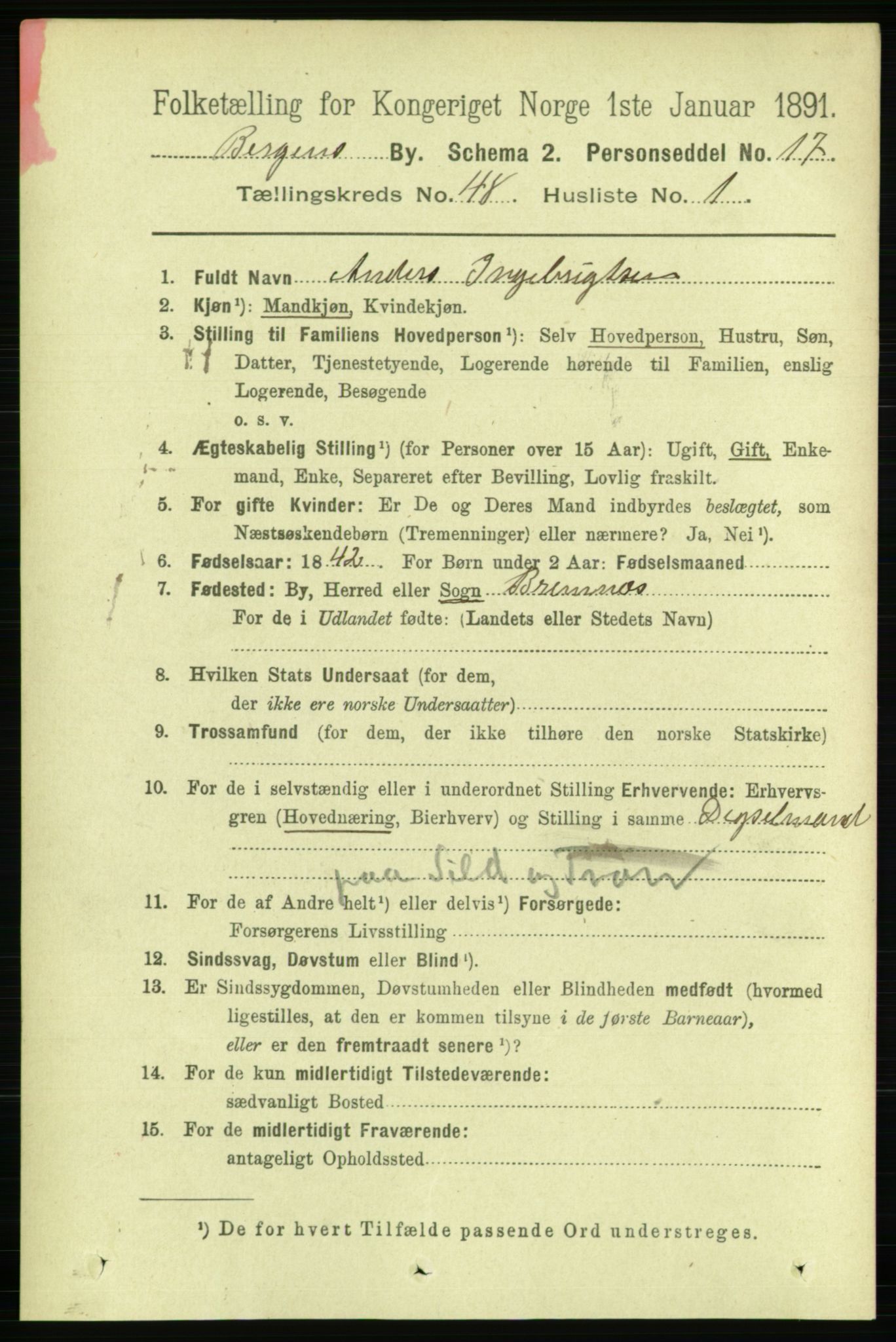 RA, 1891 Census for 1301 Bergen, 1891, p. 56919