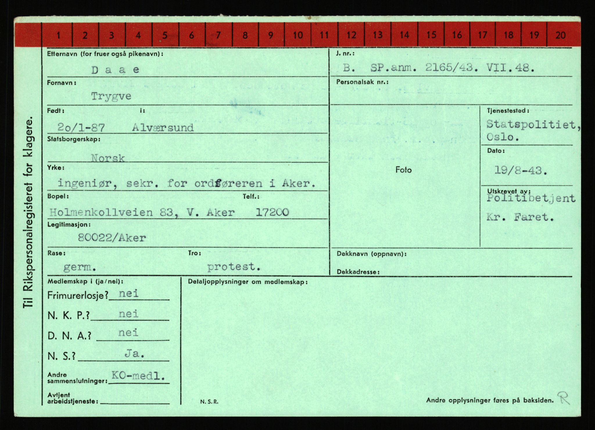 Statspolitiet - Hovedkontoret / Osloavdelingen, AV/RA-S-1329/C/Ca/L0003: Brechan - Eichinger	, 1943-1945, p. 2354