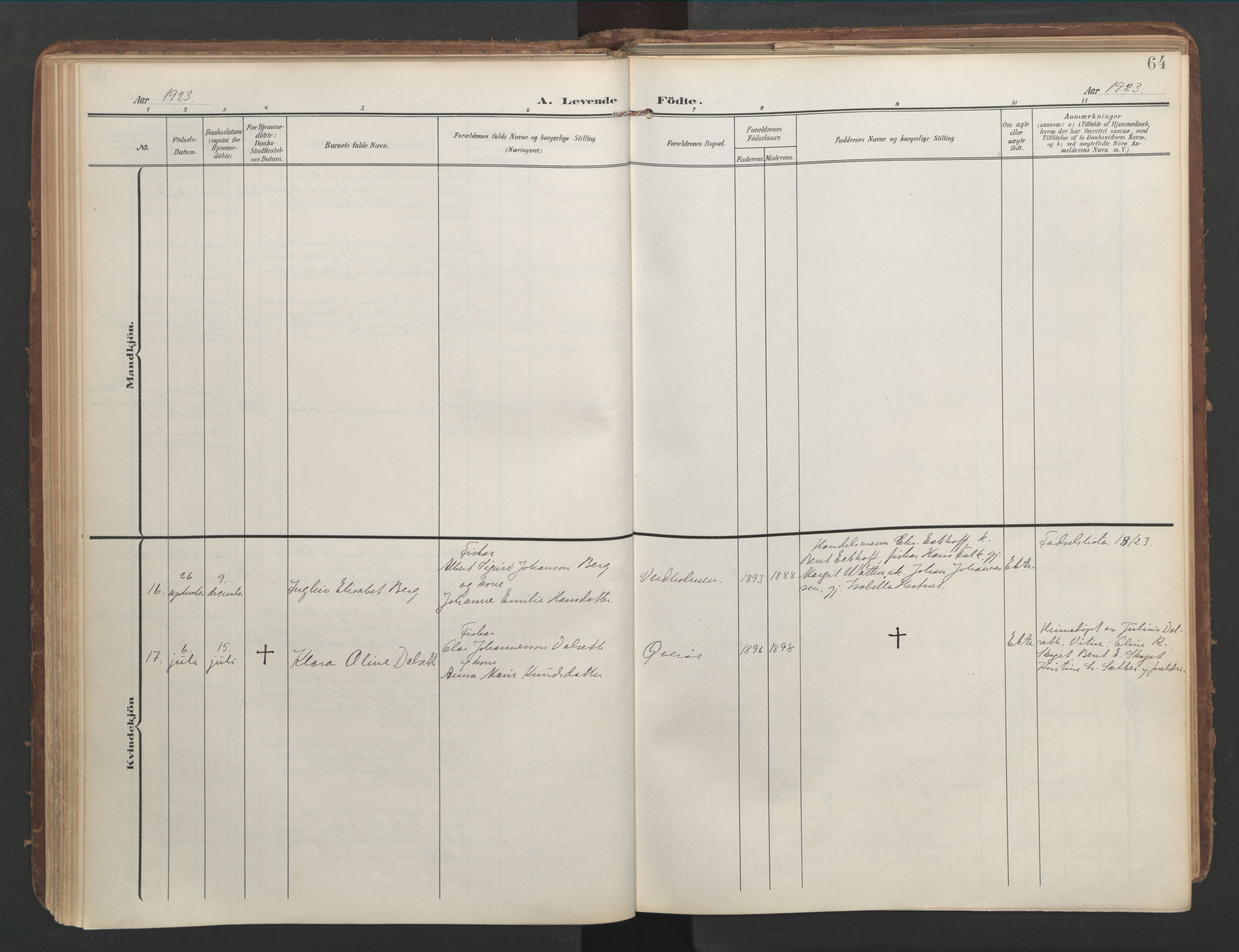 Ministerialprotokoller, klokkerbøker og fødselsregistre - Møre og Romsdal, AV/SAT-A-1454/583/L0955: Parish register (official) no. 583A02, 1907-1926, p. 64