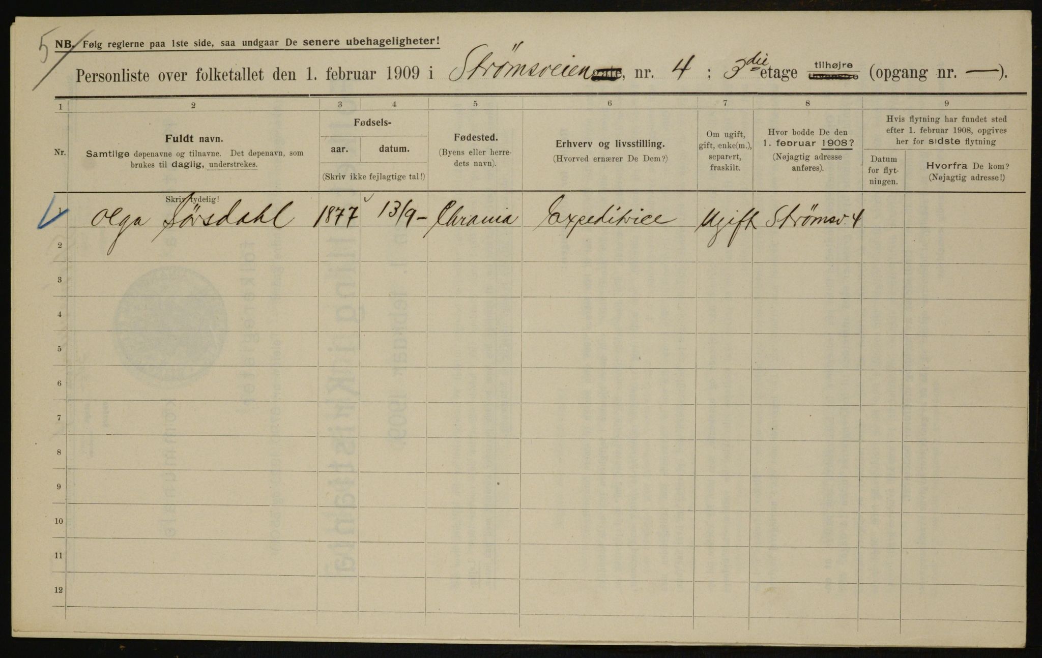 OBA, Municipal Census 1909 for Kristiania, 1909, p. 94081