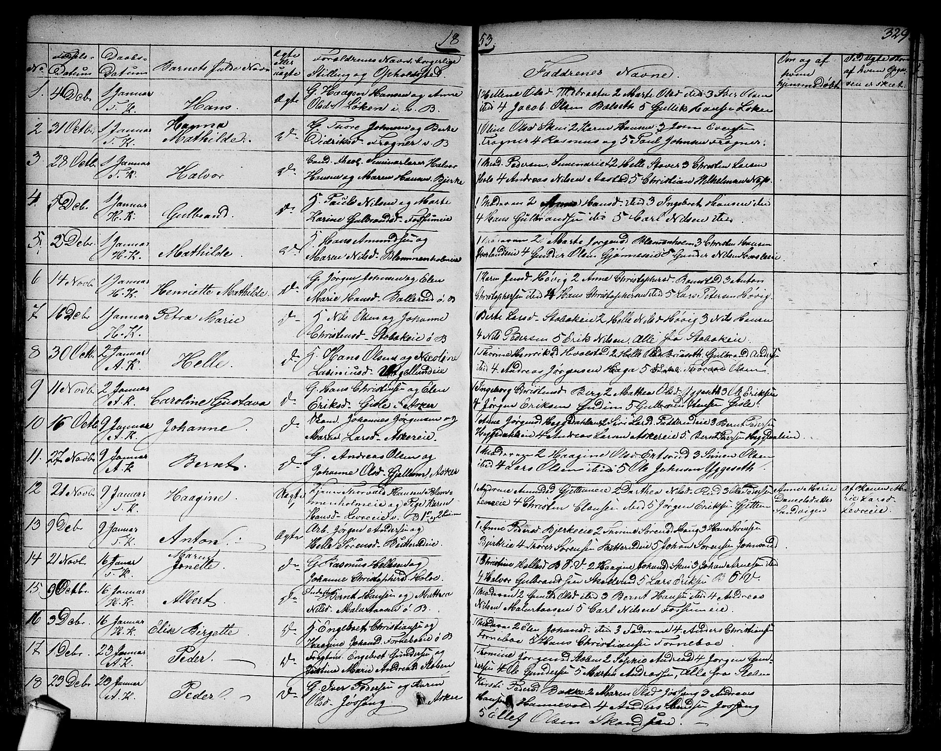Asker prestekontor Kirkebøker, SAO/A-10256a/F/Fa/L0007: Parish register (official) no. I 7, 1825-1864, p. 329