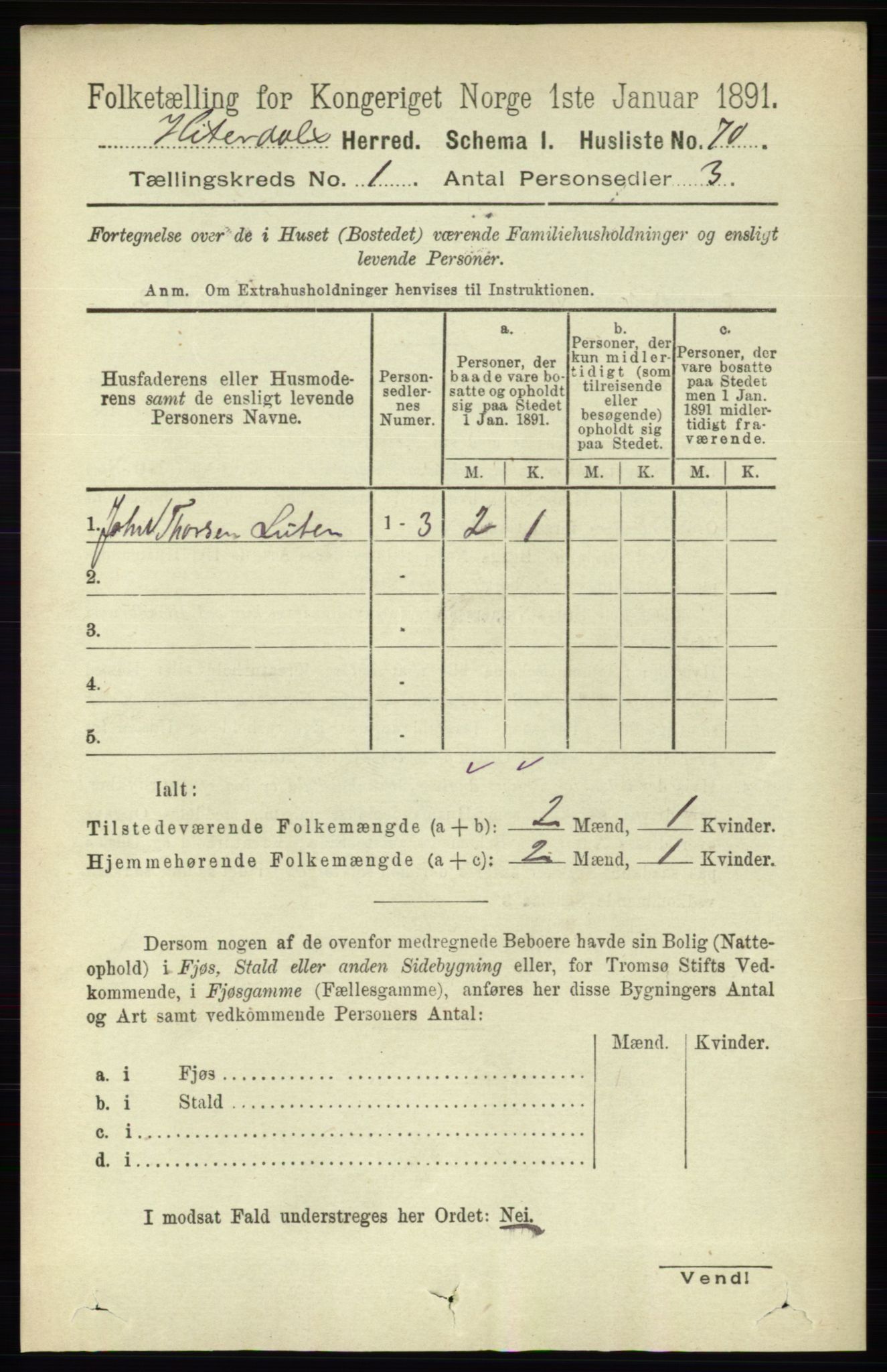 RA, 1891 census for 0823 Heddal, 1891, p. 100