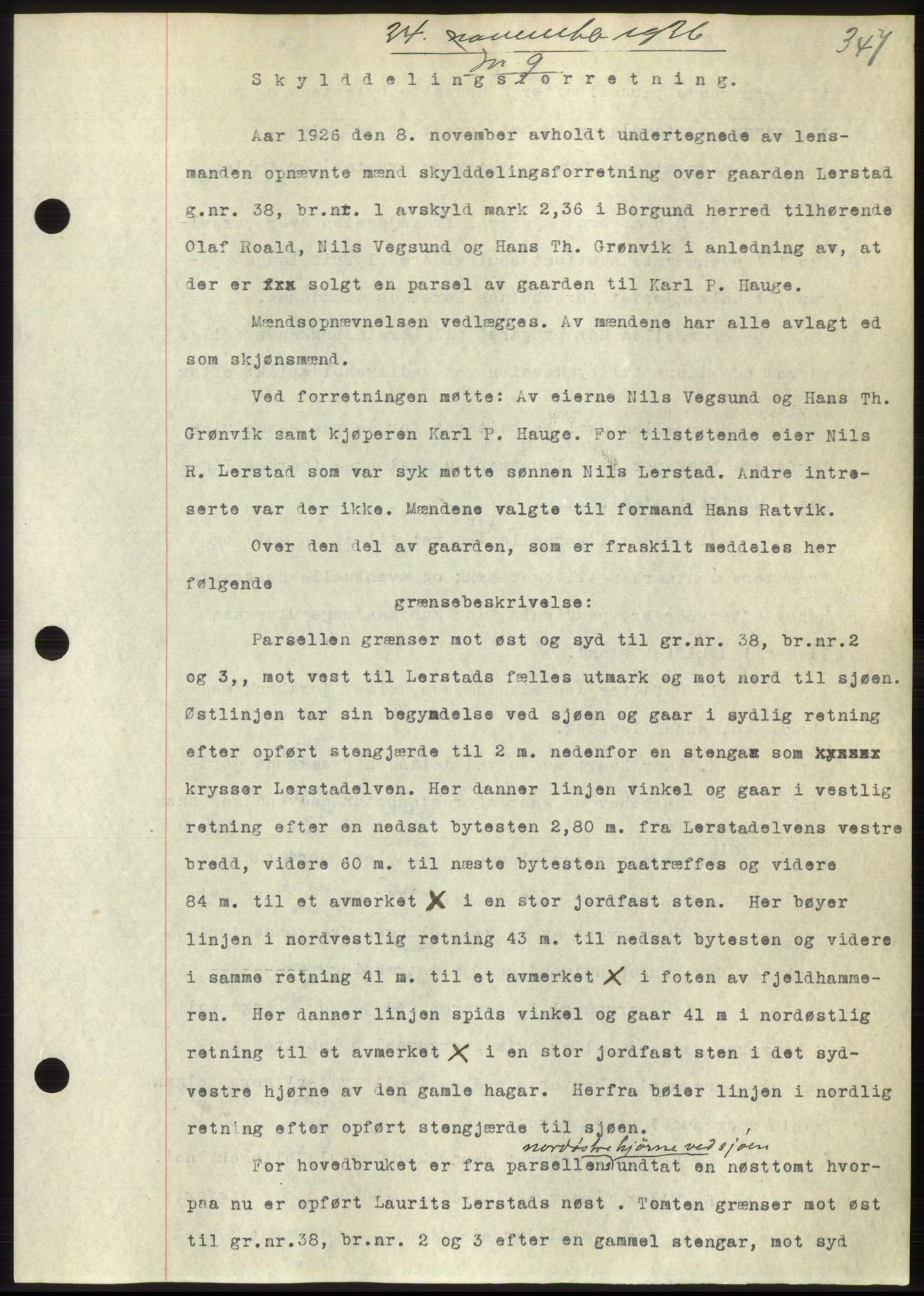 Nordre Sunnmøre sorenskriveri, AV/SAT-A-0006/1/2/2C/2Ca/L0035: Mortgage book no. 37, 1926-1926, Deed date: 24.11.1926